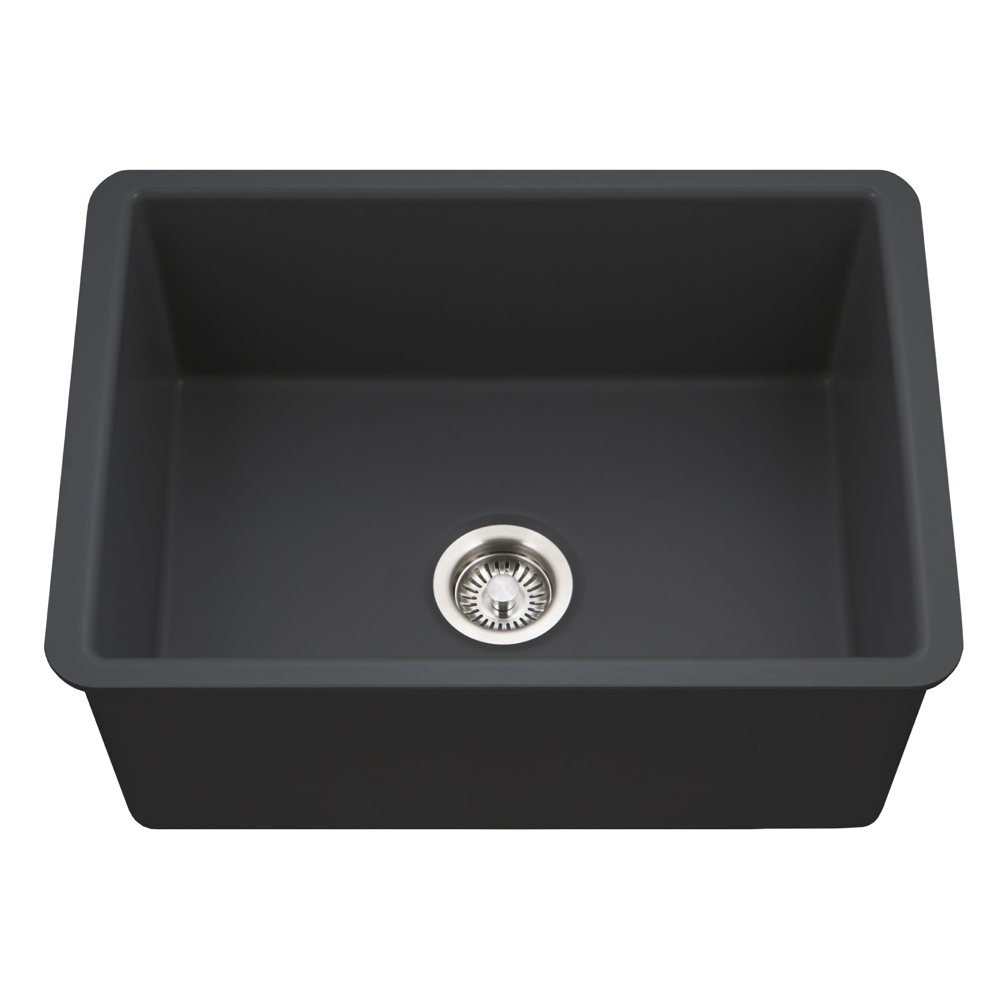 Houzer Platus 18" Undermount Fireclay Kitchen Sink, Black, PTU-2800 BL