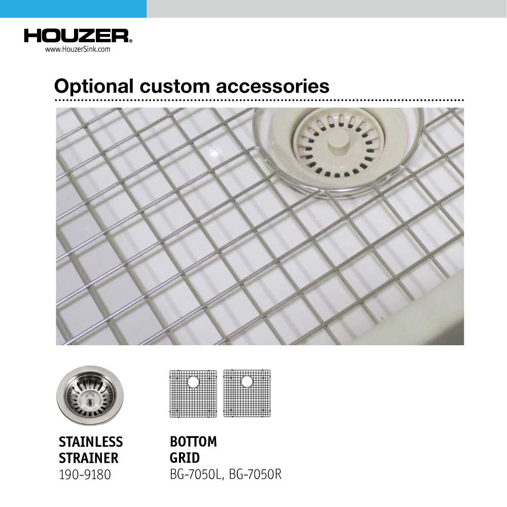 Alternate Image for Houzer Platus 32" Fireclay 50/50 Double Bowl Undermount Kitchen Sink, White, PTU-3200 WH