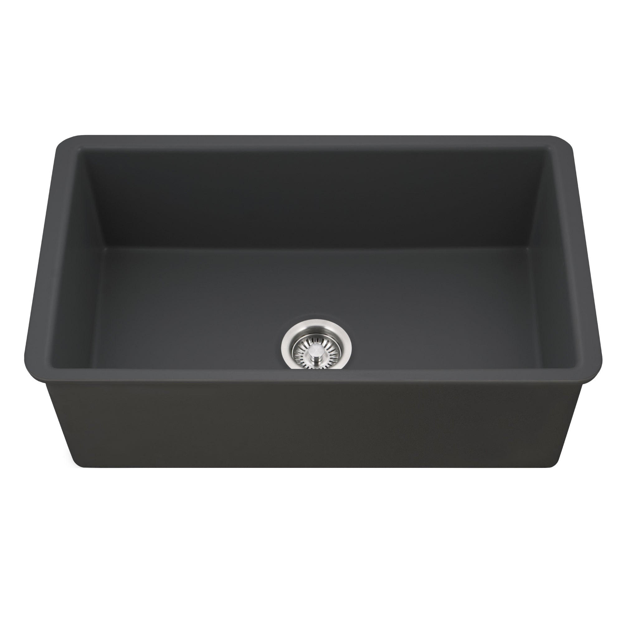 Houzer Platus 18" Undermount Fireclay Kitchen Sink, Black, PTU-3600 BL