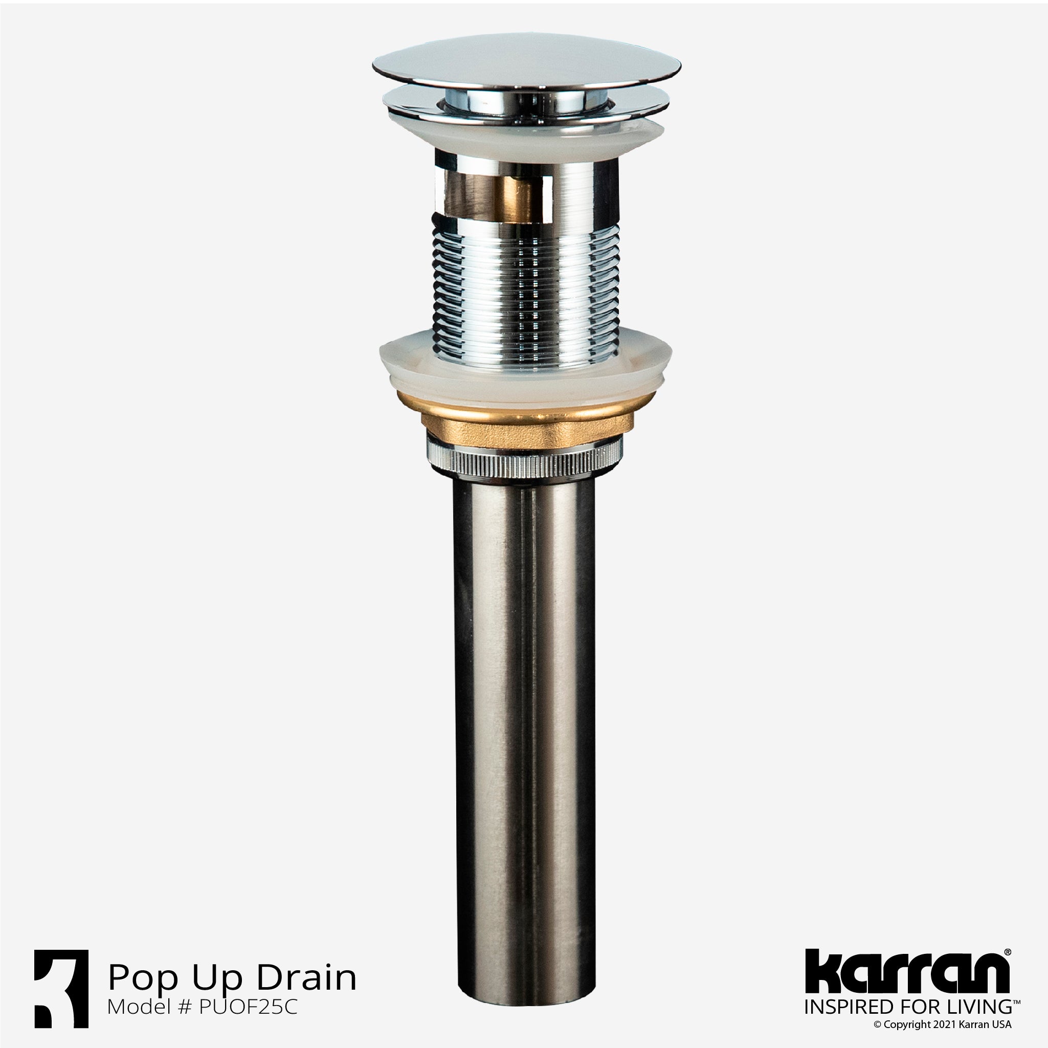 Alternate Image for Karran Lead-free Brass Pop-Up Vanity Bowl Drain, Chrome, PUOF25C