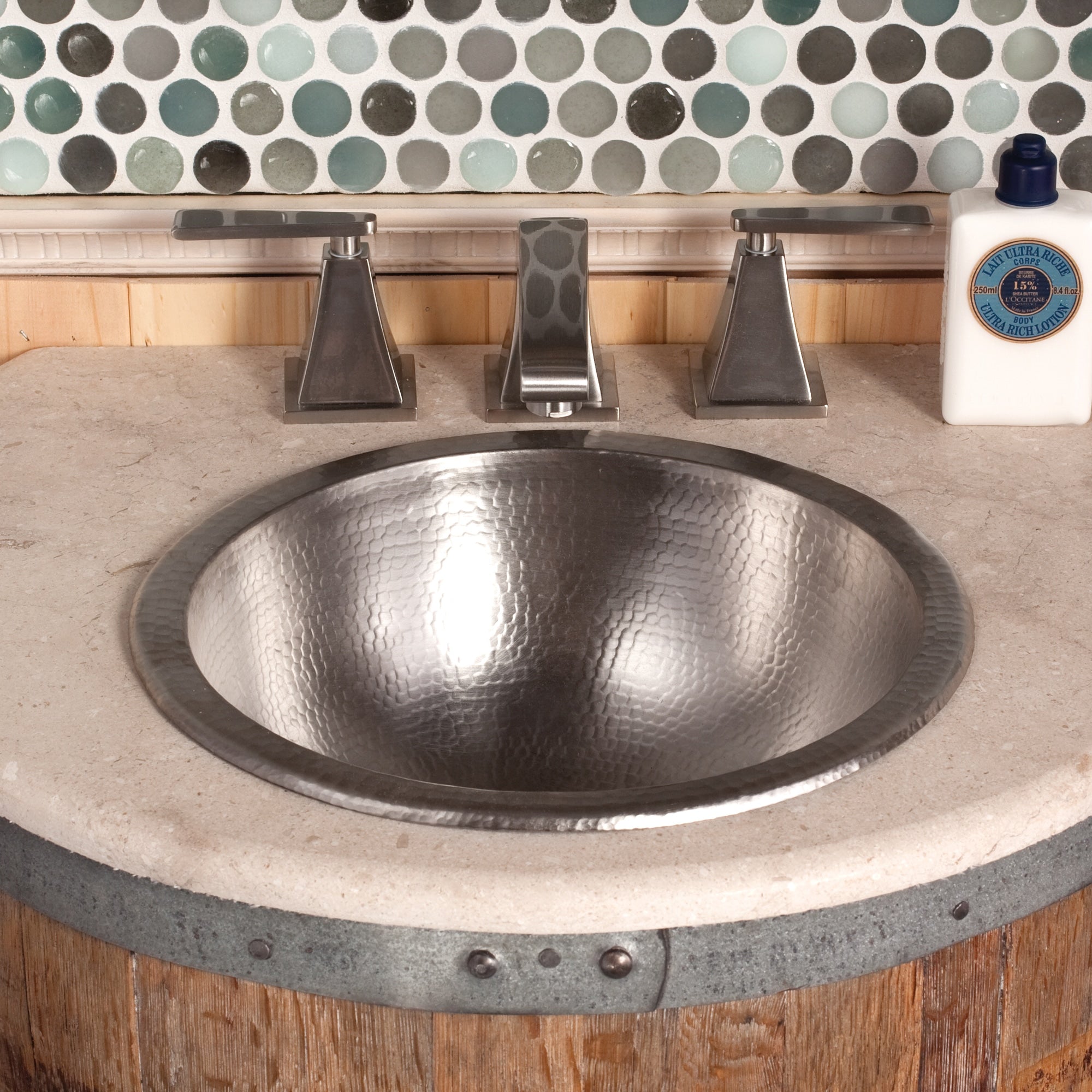 Native Trails Paloma 14" Round Nickel Bathroom Sink, Brushed Nickel, CPS559