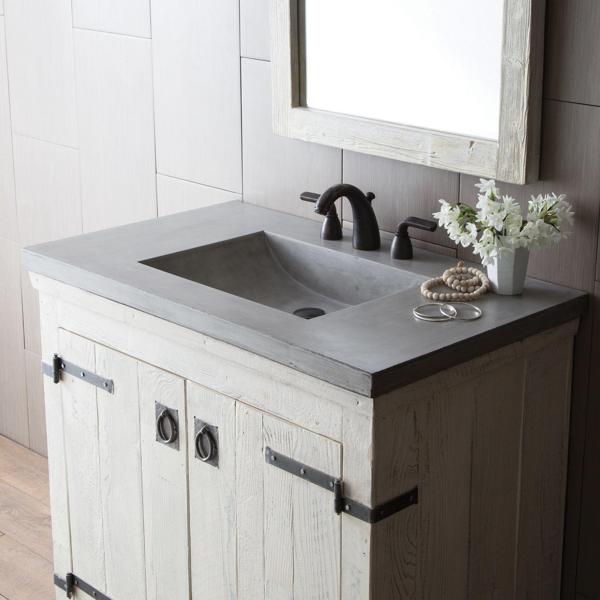 Native Trails 36" NativeStone Palomar Vanity Top with Integral Sink in Ash - Single Faucet Cutout, NSVNT36-A1