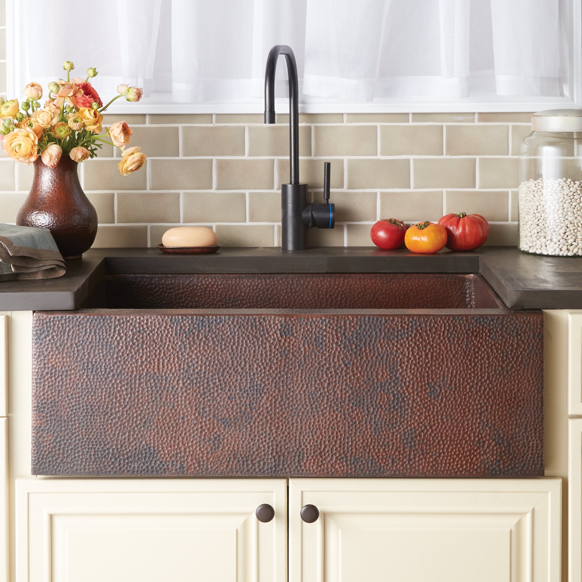 Rustic Farmhouse Kitchen with Copper Accessories - Soul & Lane