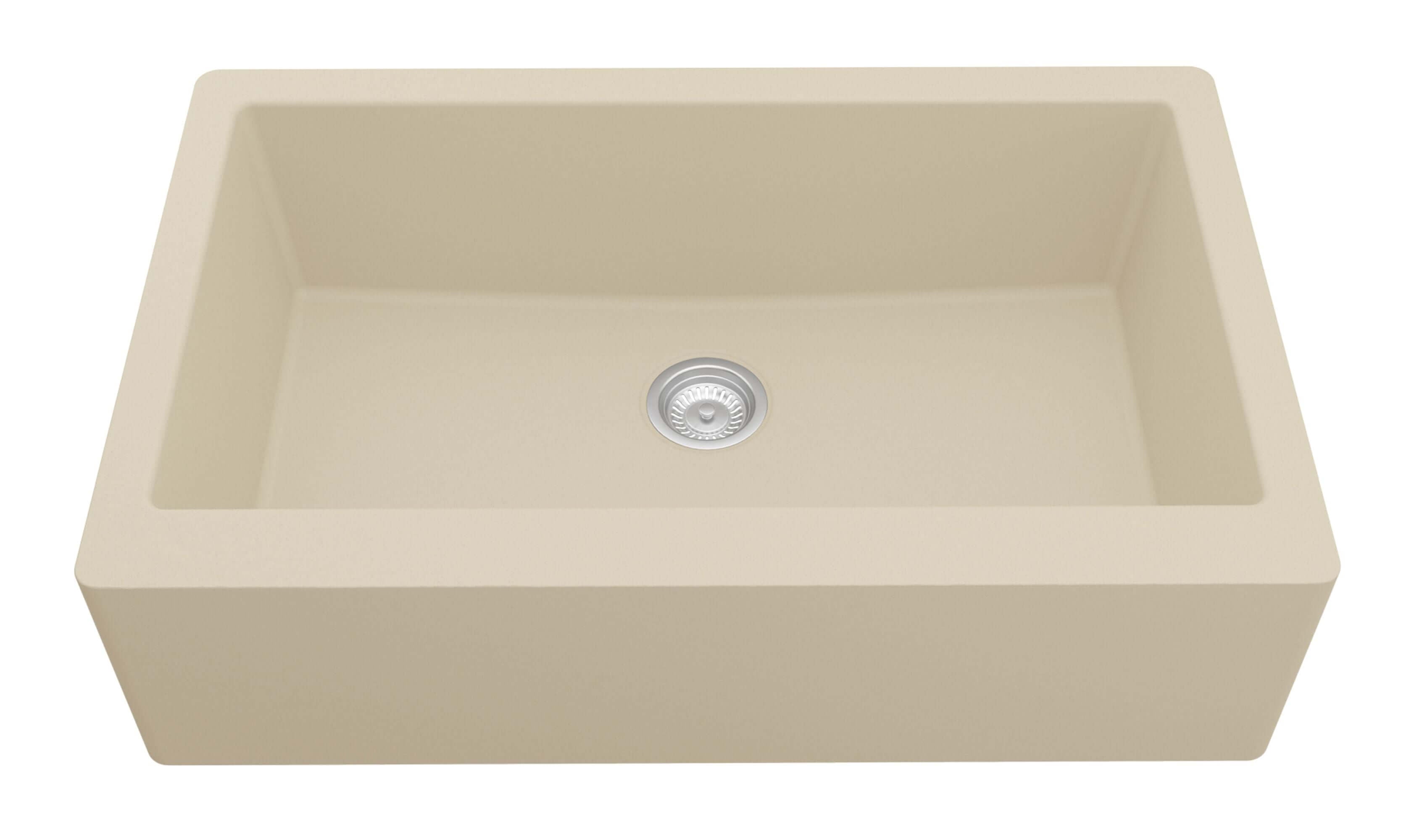 Alternate Image for Karran 34" Quartz Composite Farmhouse Sink, Bisque, QA-740-BI-PK1