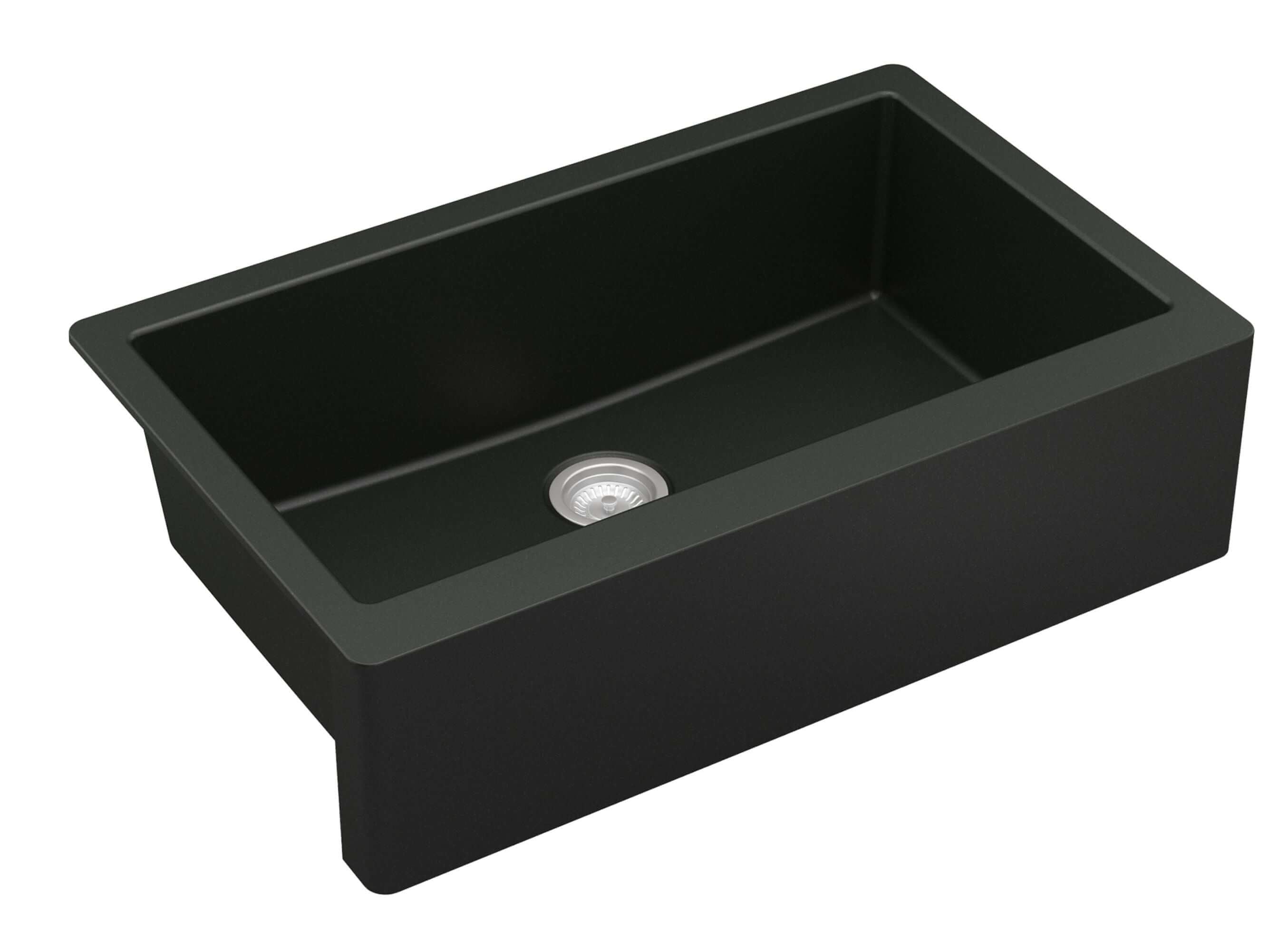 Alternate Image for Karran 34" Quartz Composite Farmhouse Sink, Black, QA-740-BL-PK1