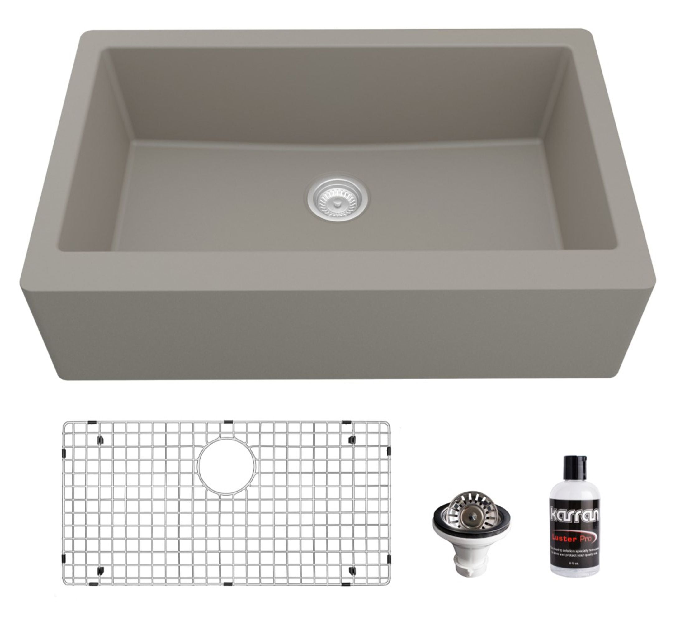 Karran 34" Quartz Composite Farmhouse Sink, Concrete, QA-740-CN-PK1