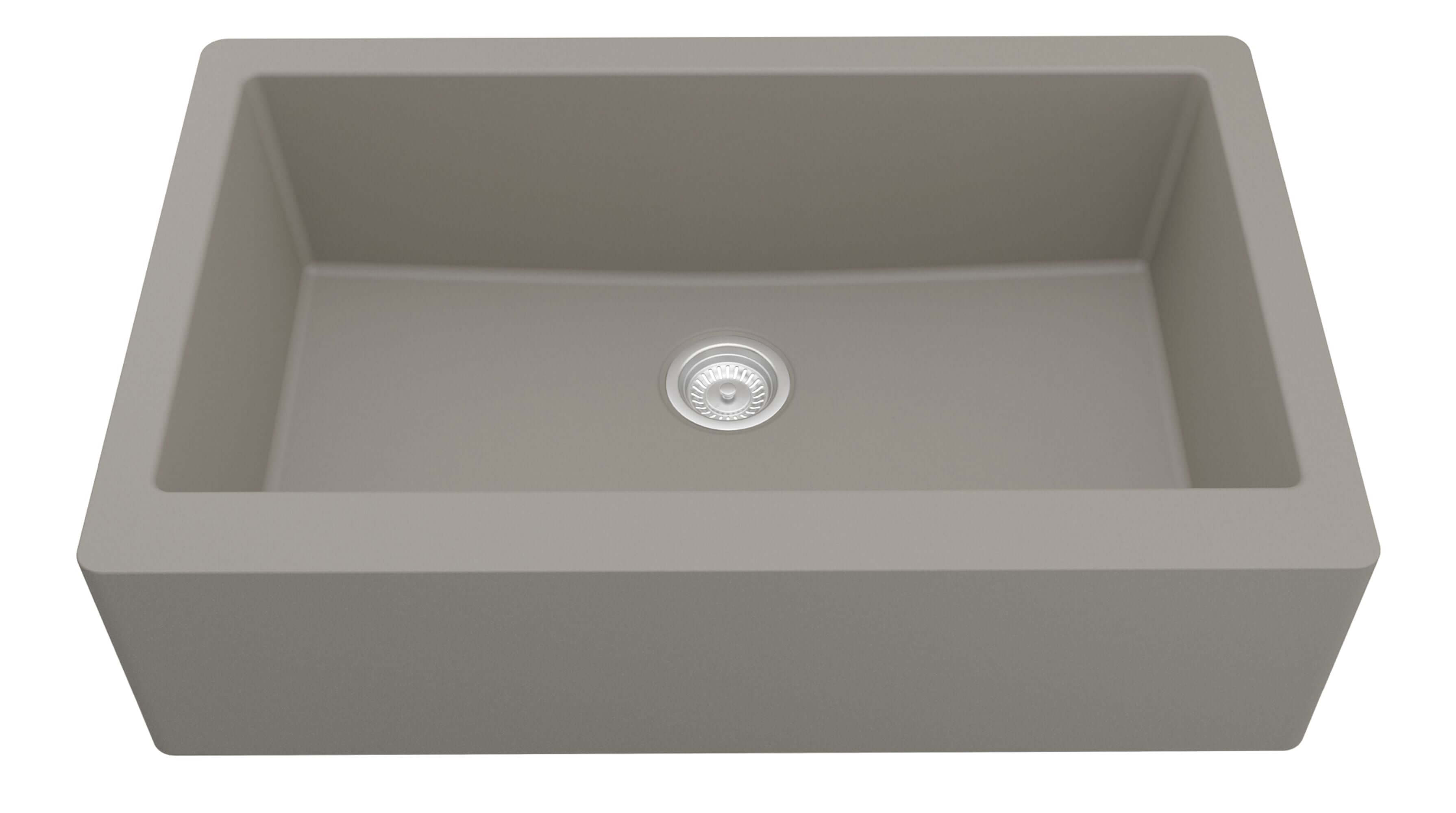 Alternate Image for Karran 34" Quartz Composite Farmhouse Sink, Concrete, QA-740-CN-PK1