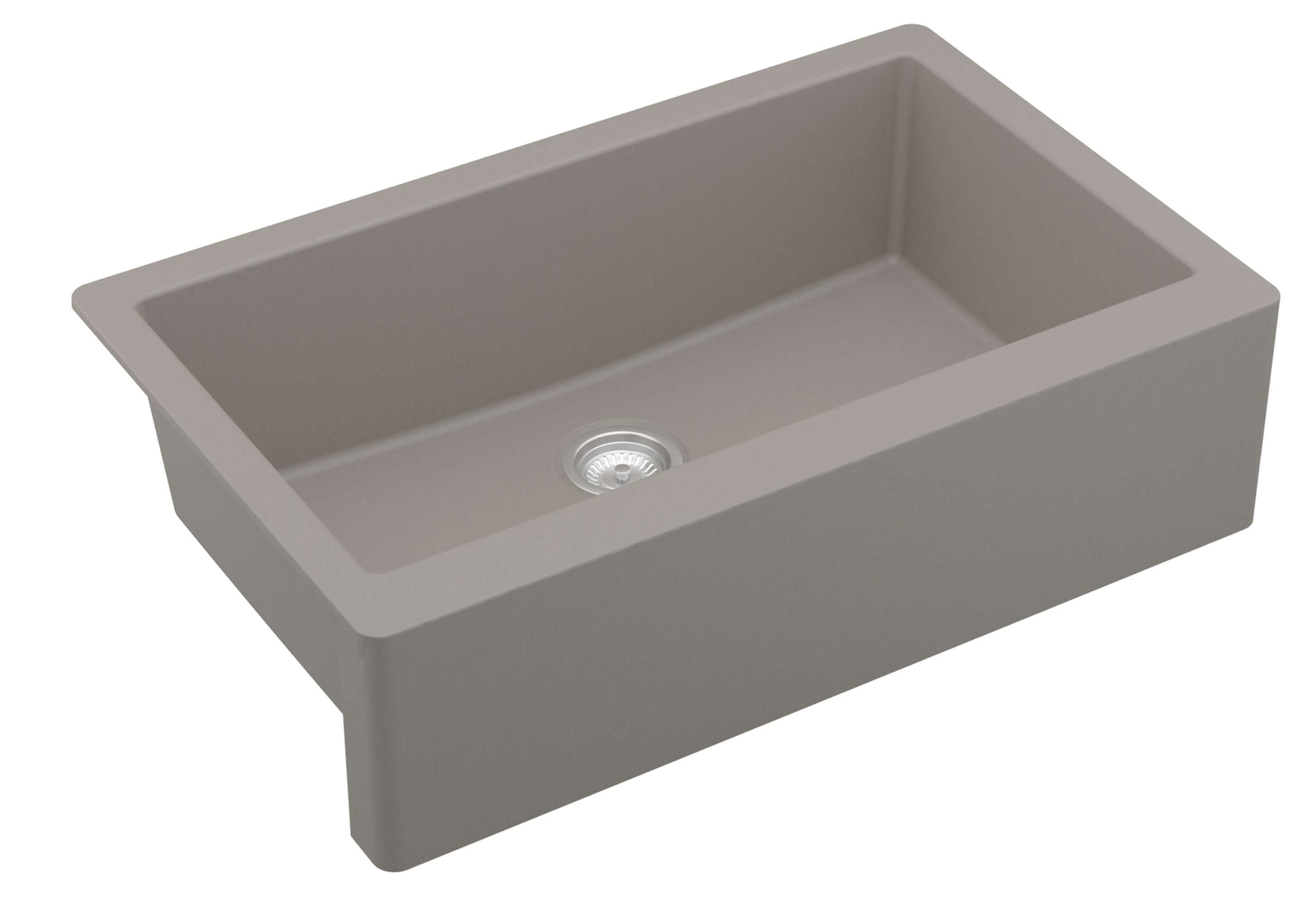 Alternate Image for Karran 34" Quartz Composite Farmhouse Sink, Concrete, QA-740-CN-PK1