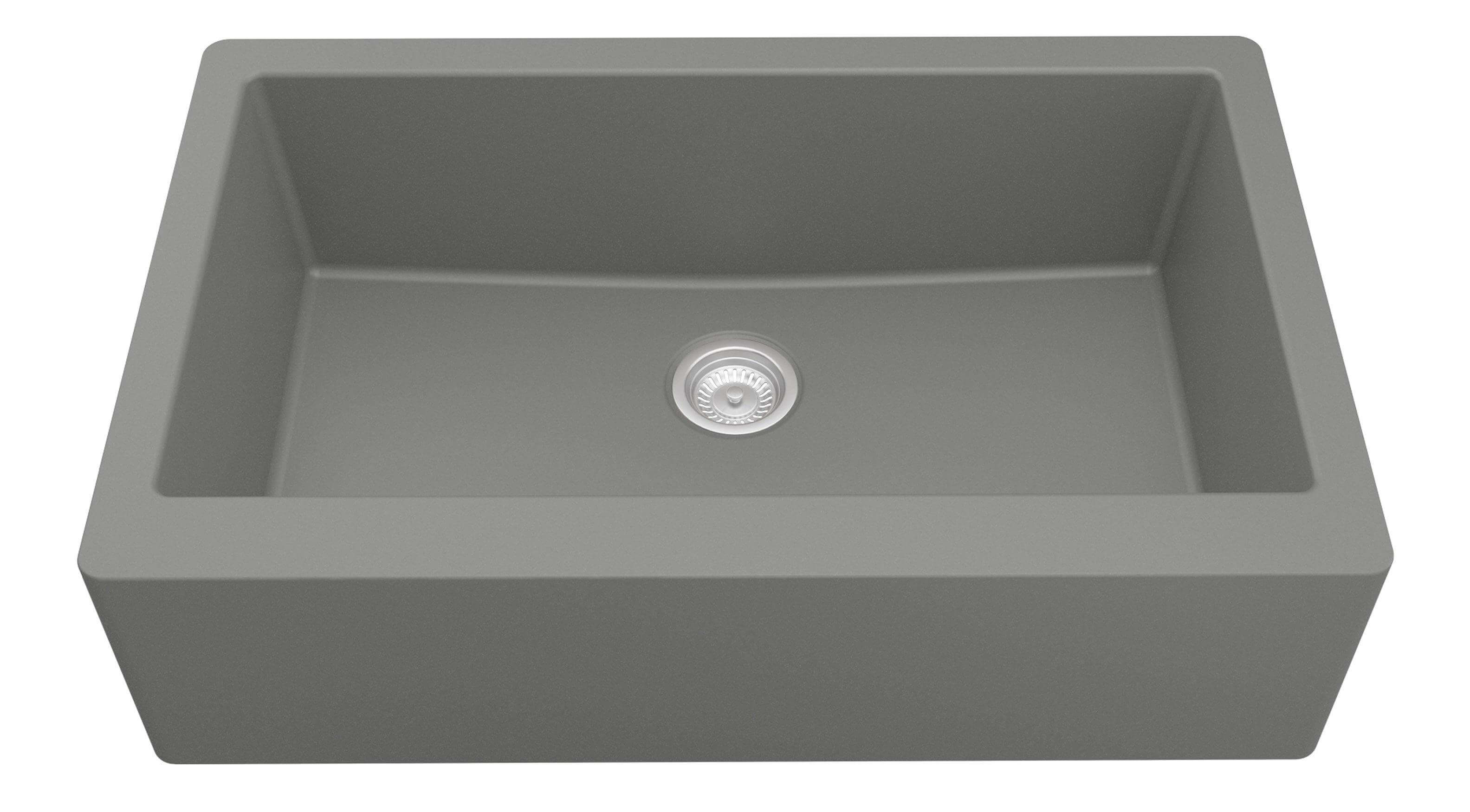 Alternate Image for Karran 34" Quartz Composite Farmhouse Sink, Grey, QA-740-GR