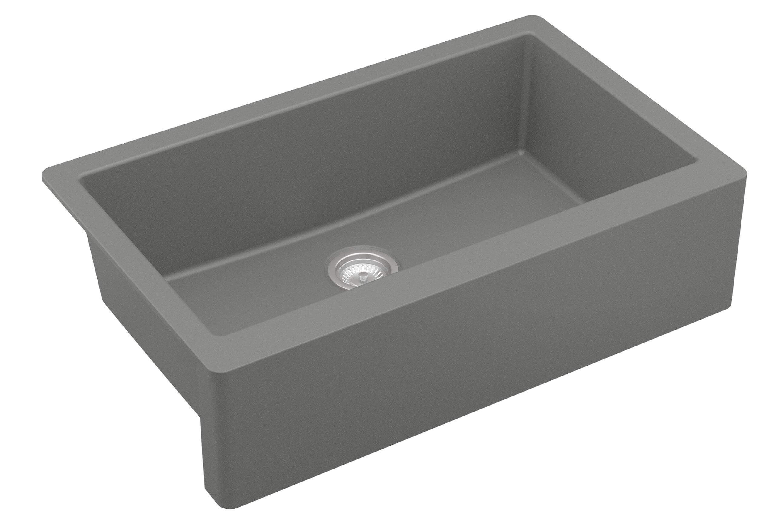 Alternate Image for Karran 34" Quartz Composite Farmhouse Sink, Grey, QA-740-GR