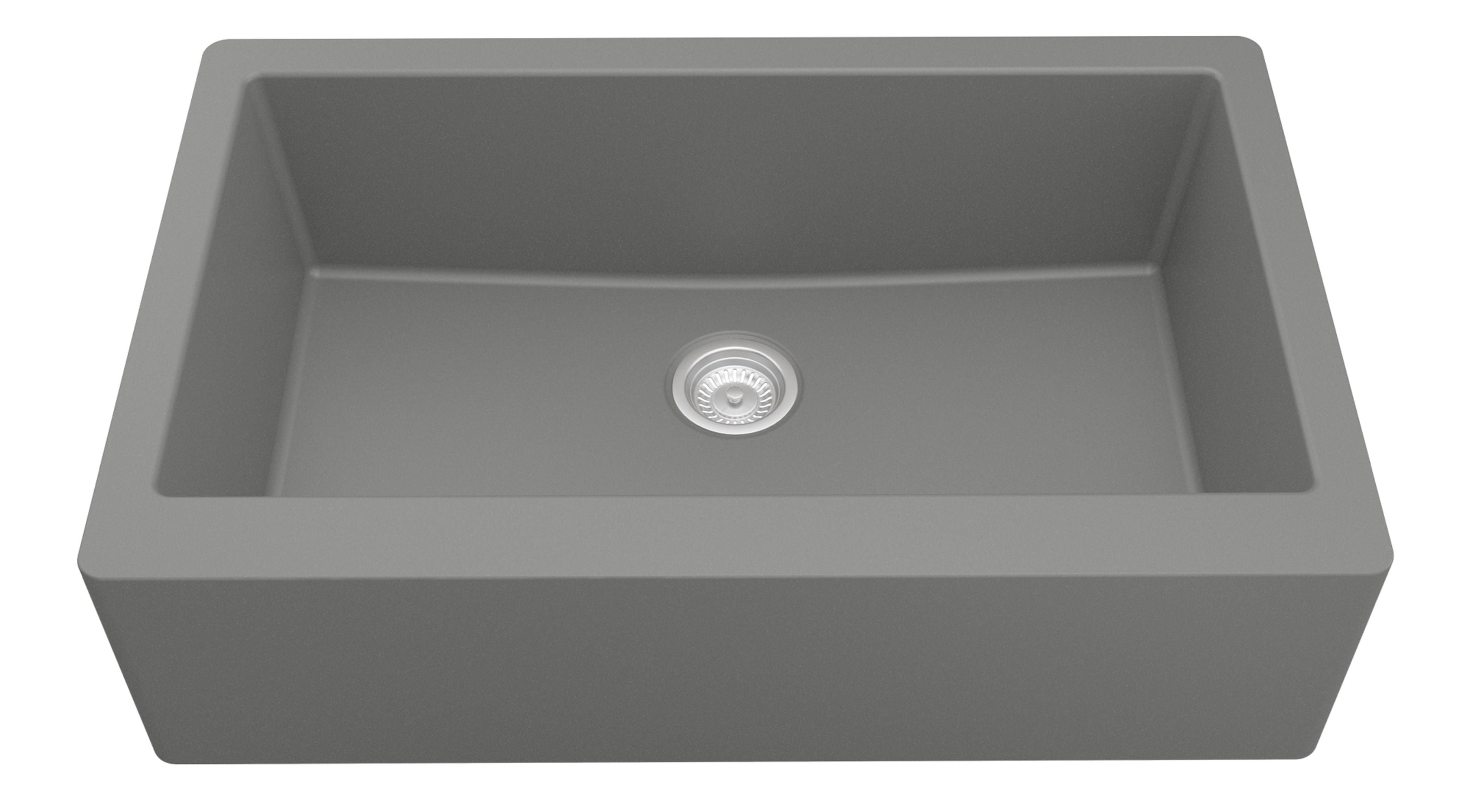 Karran 34" Quartz Composite Farmhouse Sink, Grey, QA-740-GR-PK1
