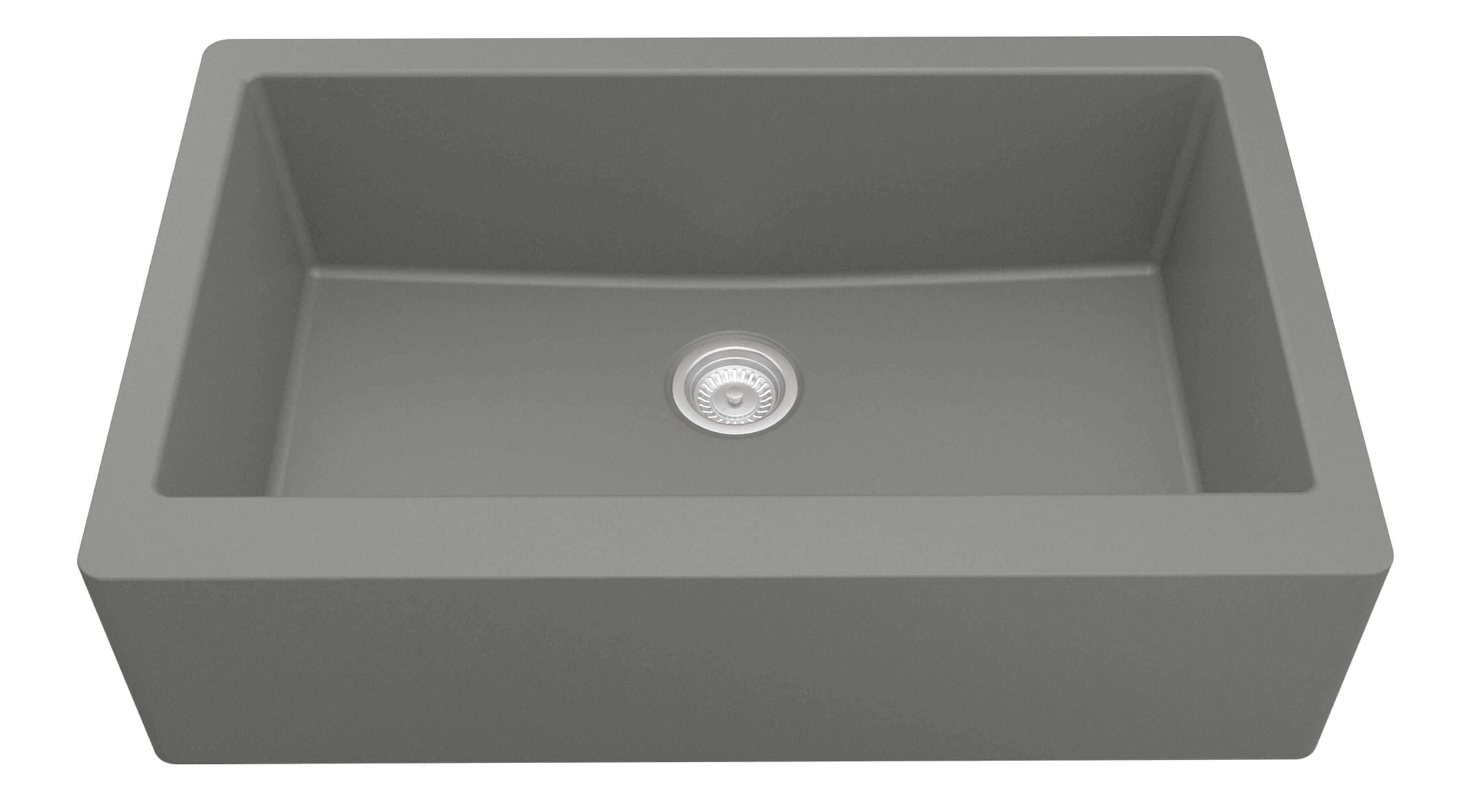Alternate Image for Karran 34" Quartz Composite Farmhouse Sink, Grey, QA-740-GR-PK1