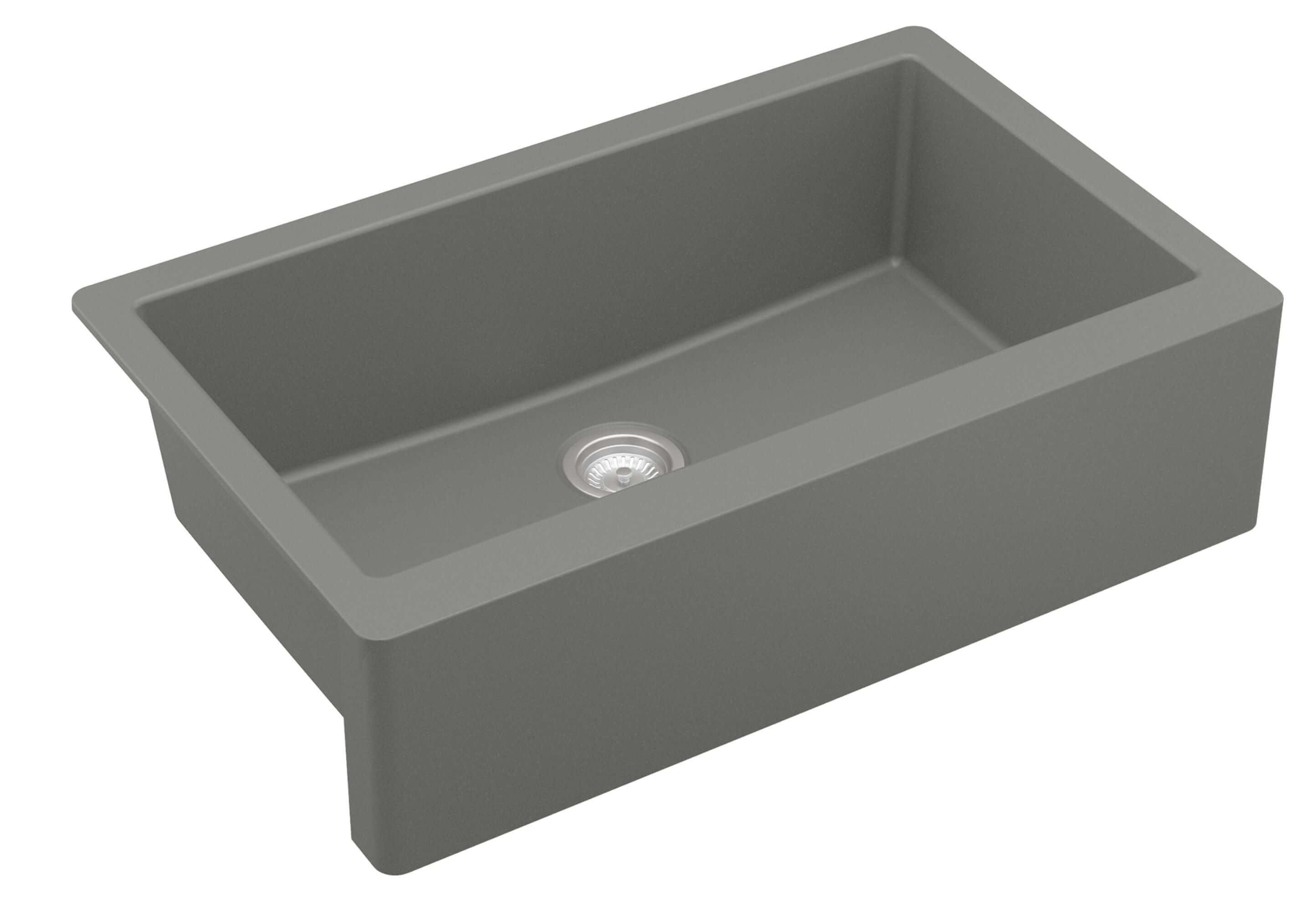 Alternate Image for Karran 34" Quartz Composite Farmhouse Sink, Grey, QA-740-GR-PK1