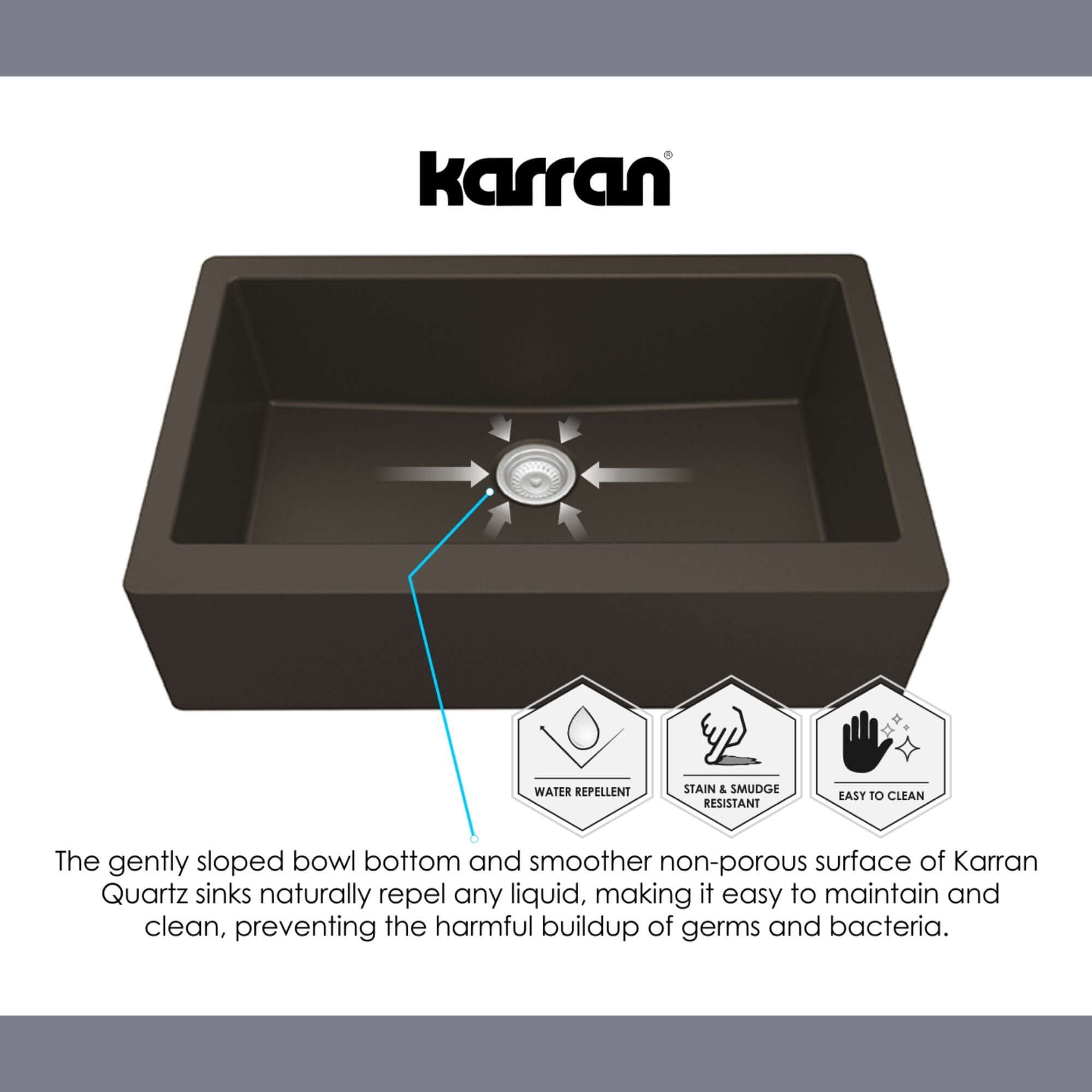 Alternate Image for Karran 34" Quartz Composite Farmhouse Sink, Brown, QA-740-BR-PK1