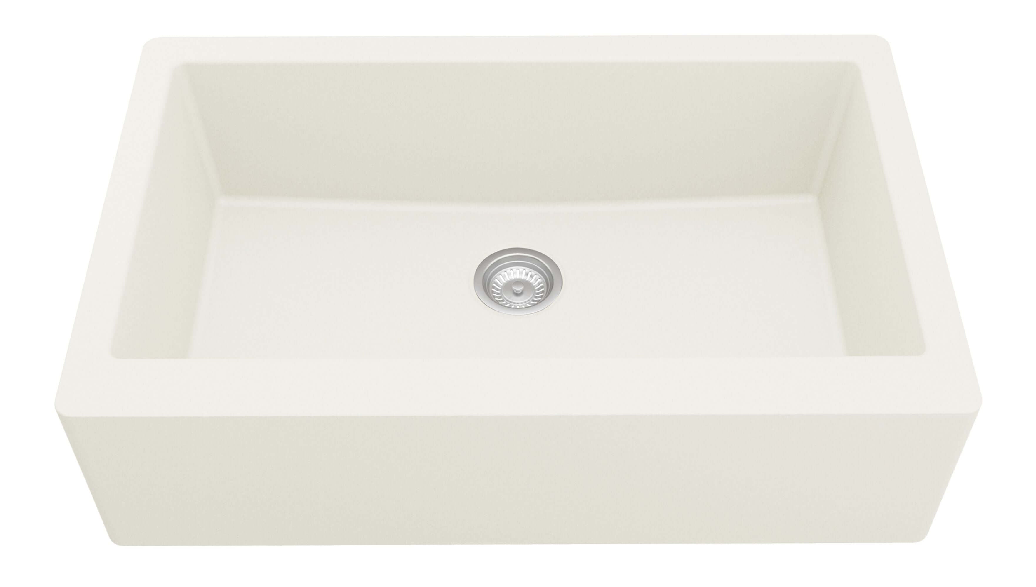 Alternate Image for Karran 34" Quartz Composite Farmhouse Sink, White, QA-740-WH-PK1