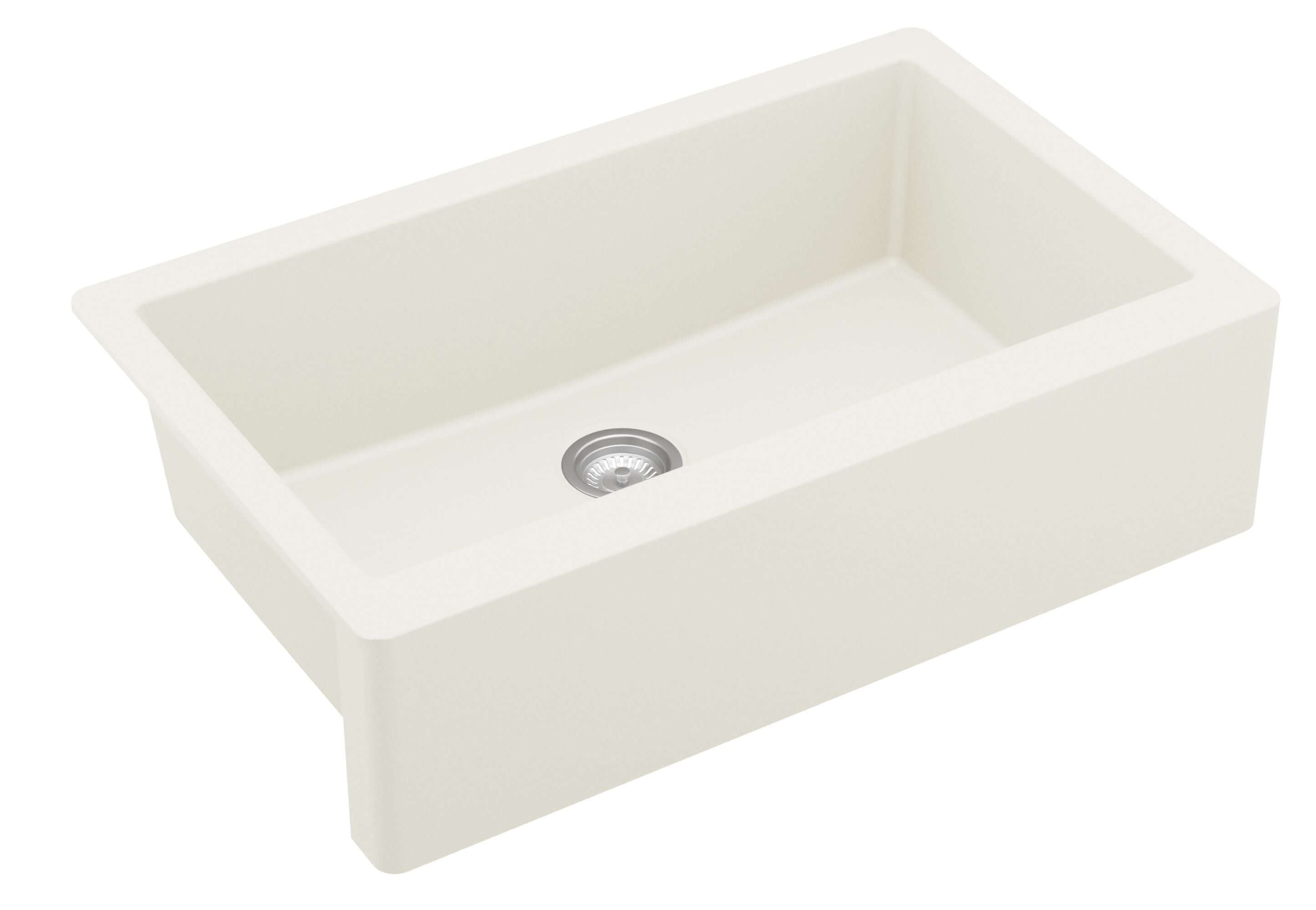 Alternate Image for Karran 34" Quartz Composite Farmhouse Sink, White, QA-740-WH-PK1