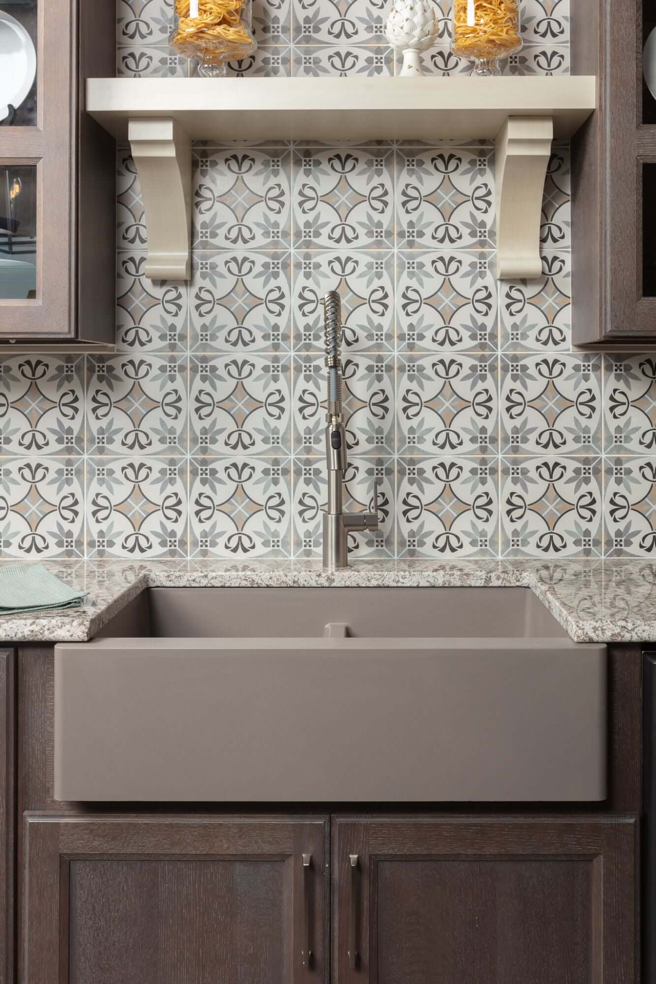 Alternate Image for Karran 34" Quartz Composite Farmhouse Sink, 50/50 Double Bowl, Concrete, QA-750-CN-PK1