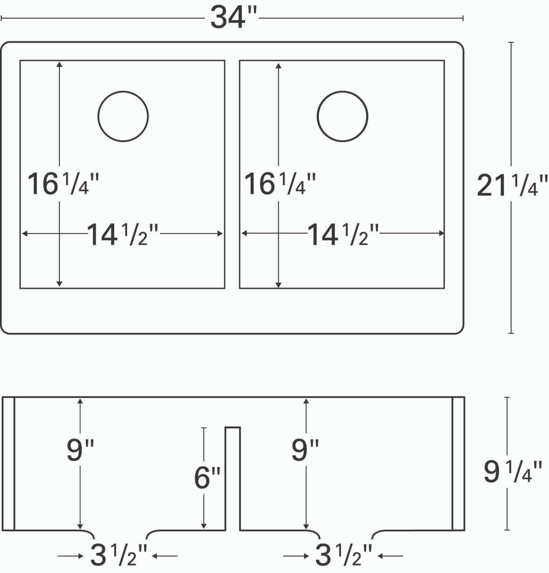 Alternate Image for Karran 34" Quartz Composite Farmhouse Sink, 50/50 Double Bowl, Black, QA-750-BL-PK1