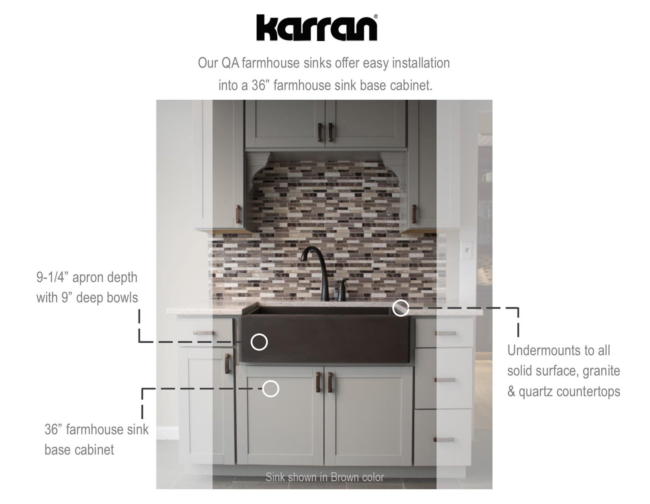 Alternate Image for Karran 34" Quartz Composite Farmhouse Sink, 50/50 Double Bowl, Brown, QA-750-BR