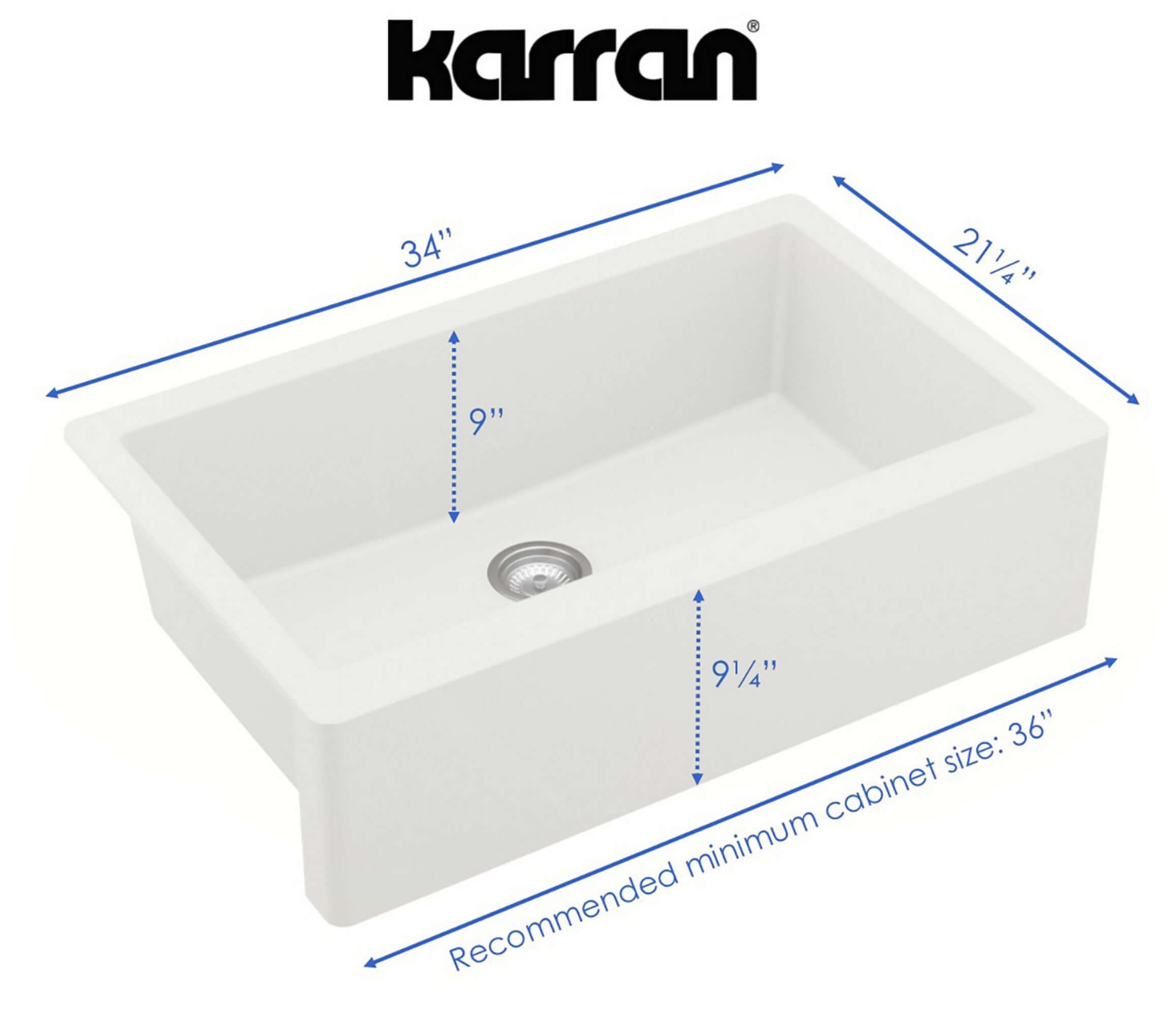 Alternate Image for Karran 34" Quartz Composite Farmhouse Sink with Stainless Steel Faucet and Accessories, White, QA740WH220SS