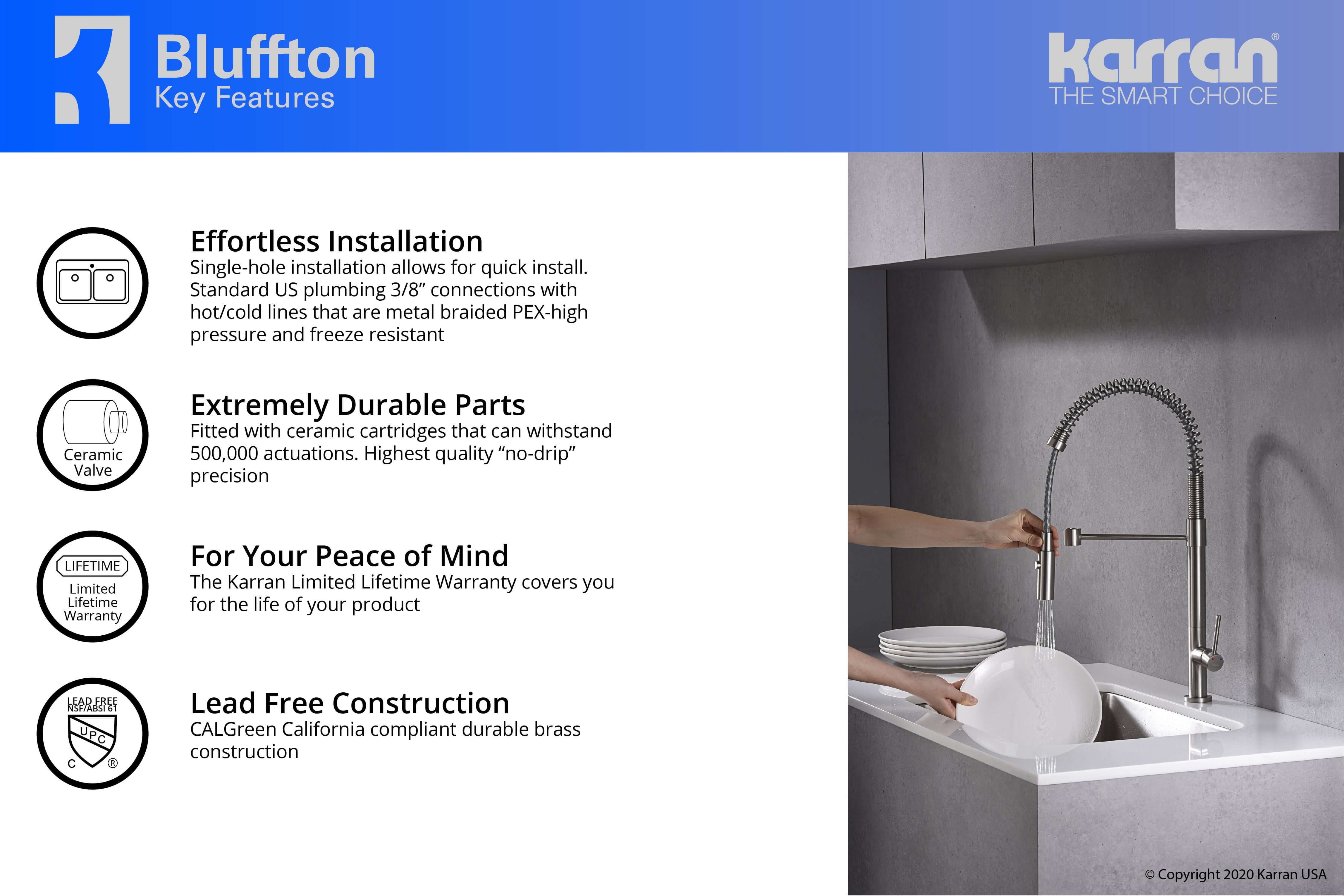 Alternate Image for Karran 34" Quartz Composite Farmhouse Sink with Stainless Steel Faucet and Accessories, 50/50 Double Bowl, Black, QA750BL220SS