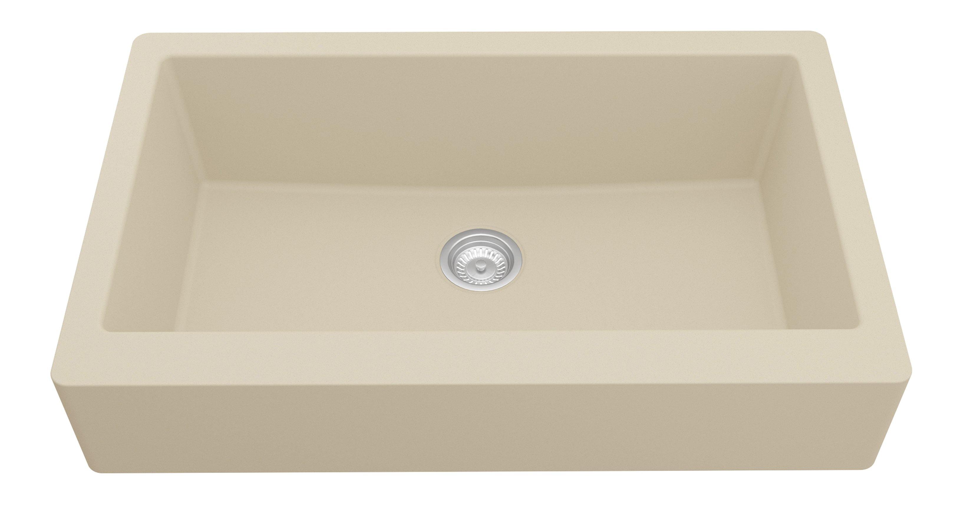 Karran 34" Quartz Composite Retrofit Farmhouse Sink, Bisque, QAR-740-BI