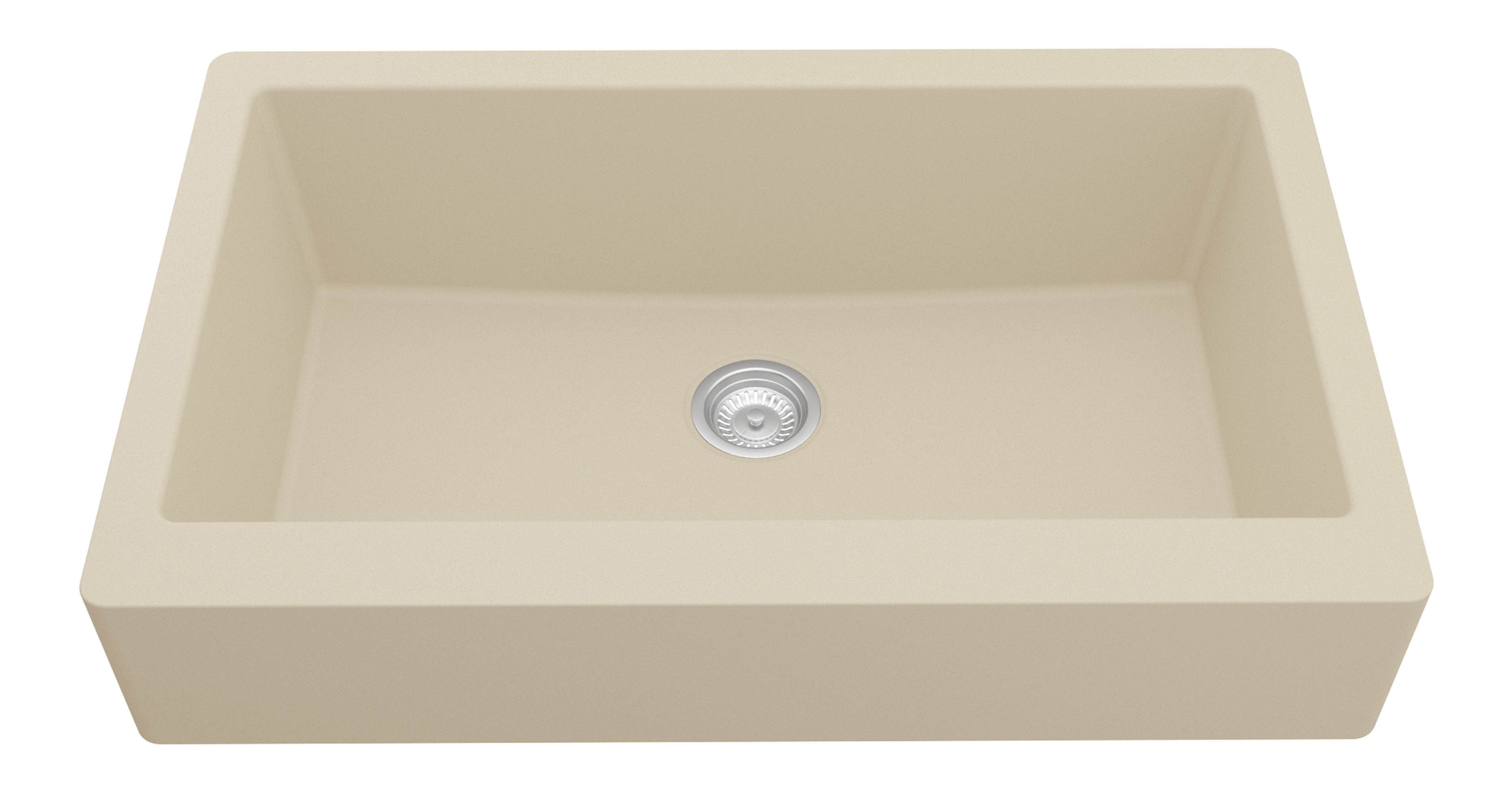 Karran 34" Quartz Composite Retrofit Farmhouse Sink, Bisque, QAR-740-BI-PK1