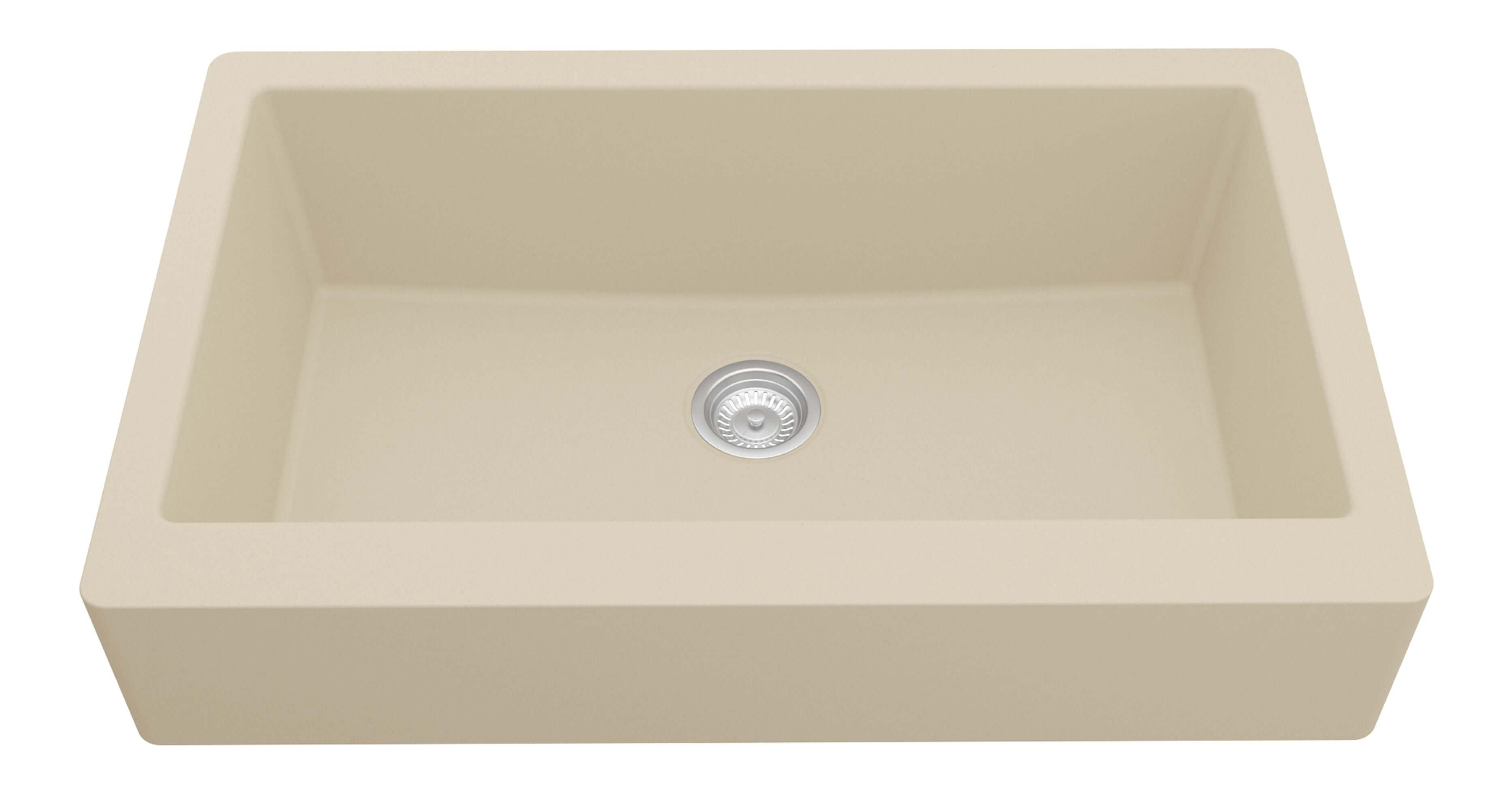Alternate Image for Karran 34" Quartz Composite Retrofit Farmhouse Sink, Bisque, QAR-740-BI-PK1