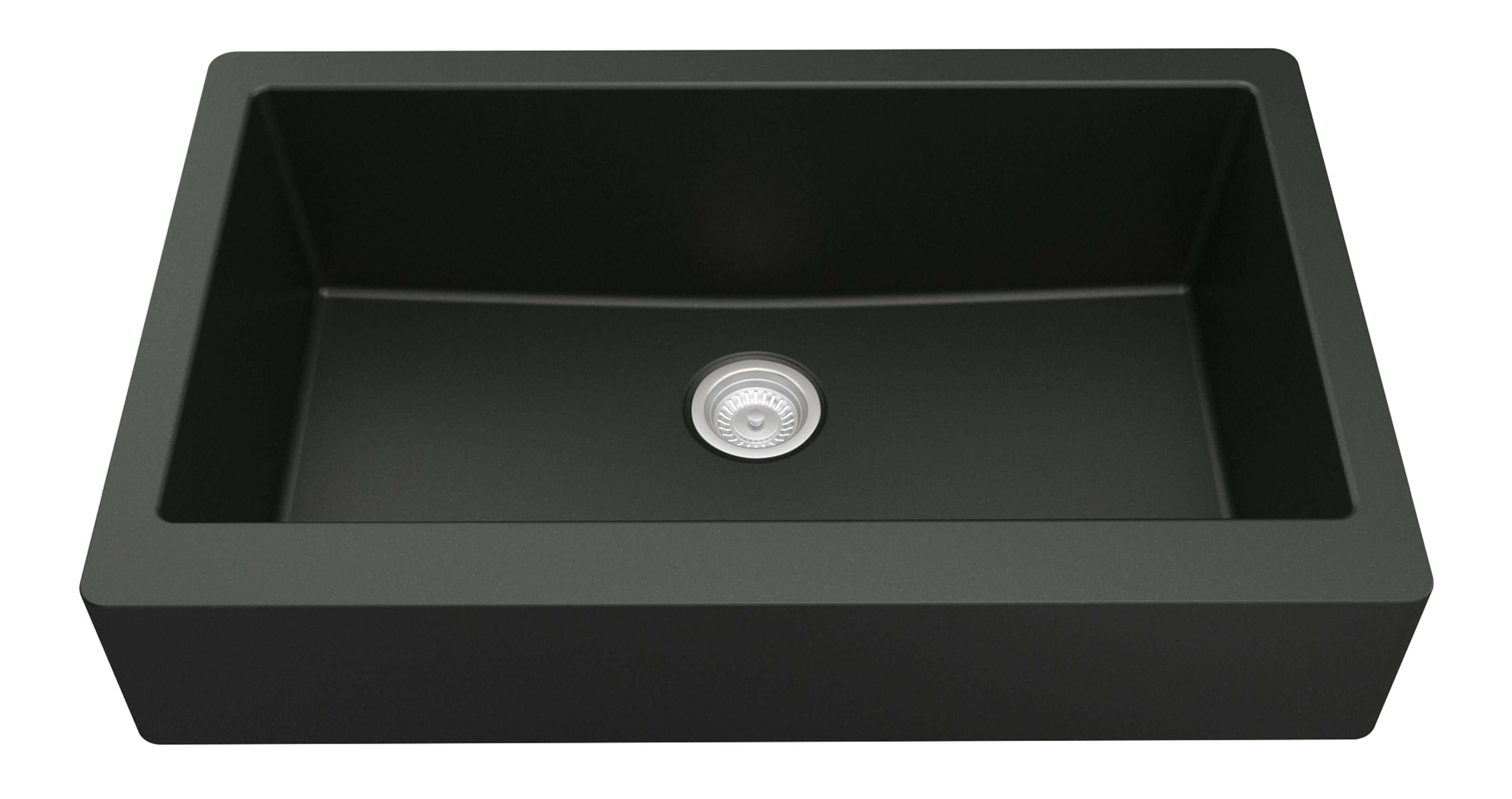 Alternate Image for Karran 34" Quartz Composite Retrofit Farmhouse Sink, Black, QAR-740-BL-PK1