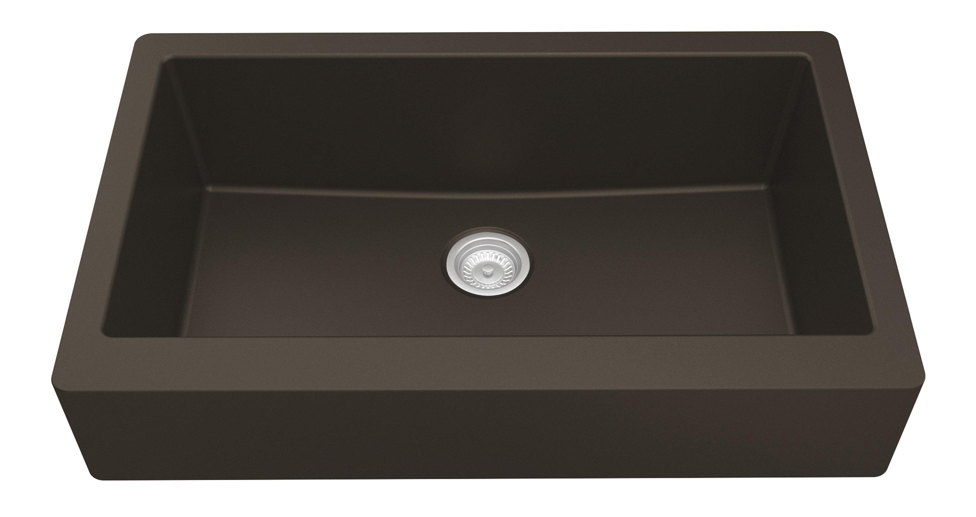 Karran 34" Quartz Composite Retrofit Farmhouse Sink, Brown, QAR-740-BR