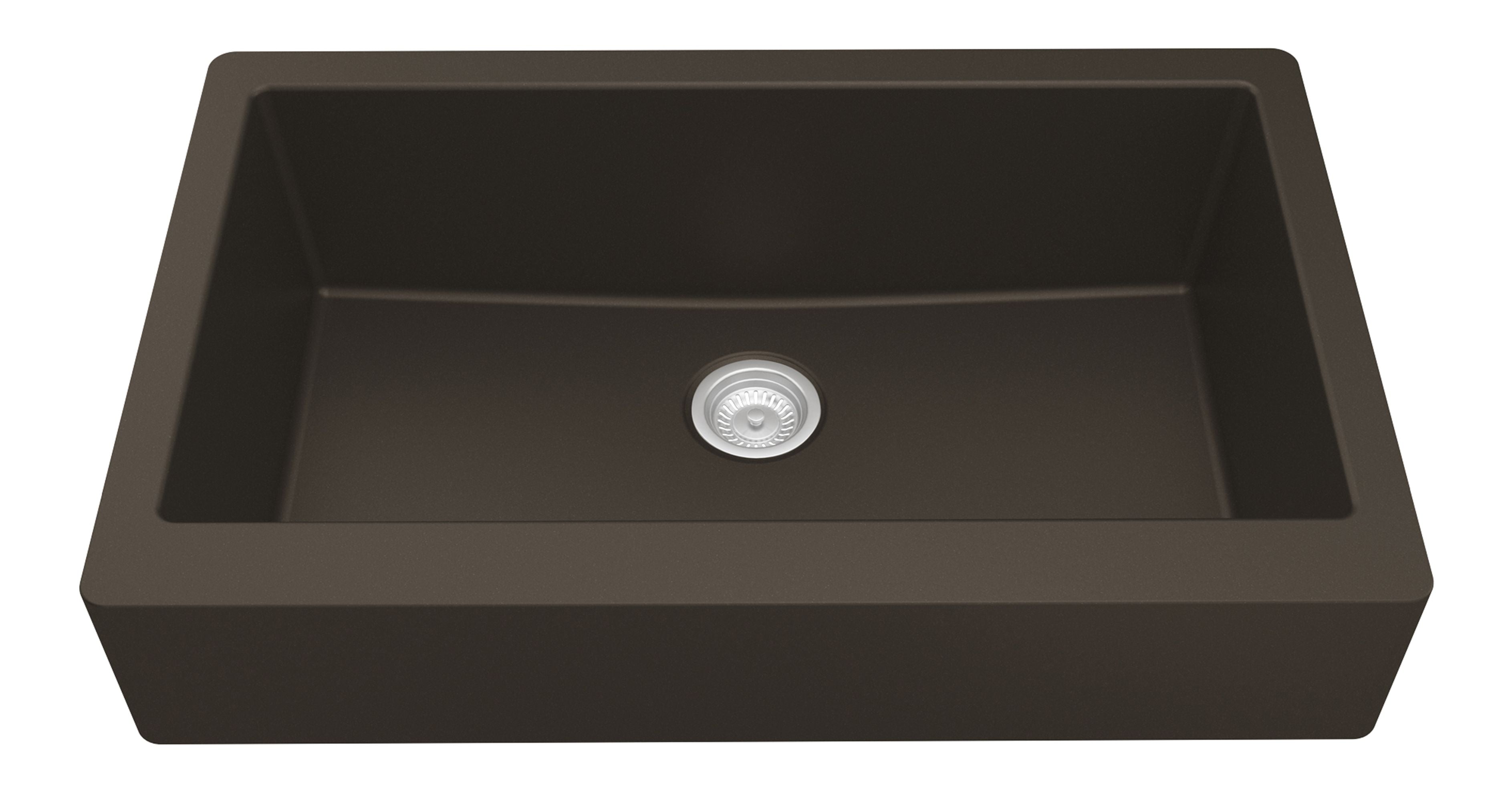 Karran 34" Quartz Composite Retrofit Farmhouse Sink, Brown, QAR-740-BR-PK1