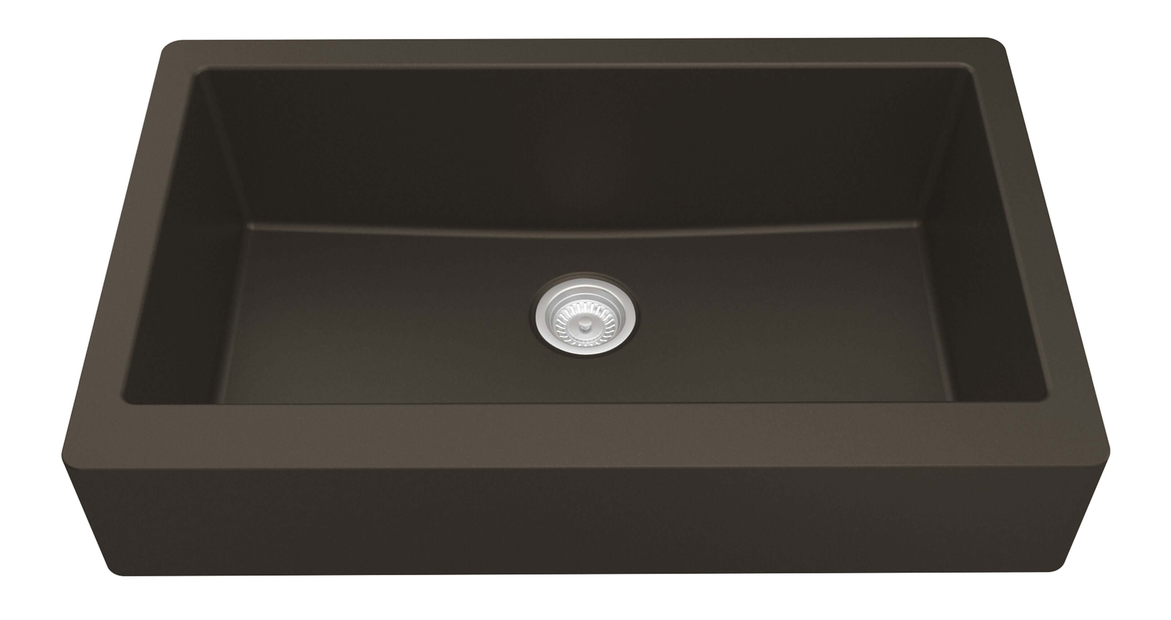 Alternate Image for Karran 34" Quartz Composite Retrofit Farmhouse Sink, Brown, QAR-740-BR-PK1