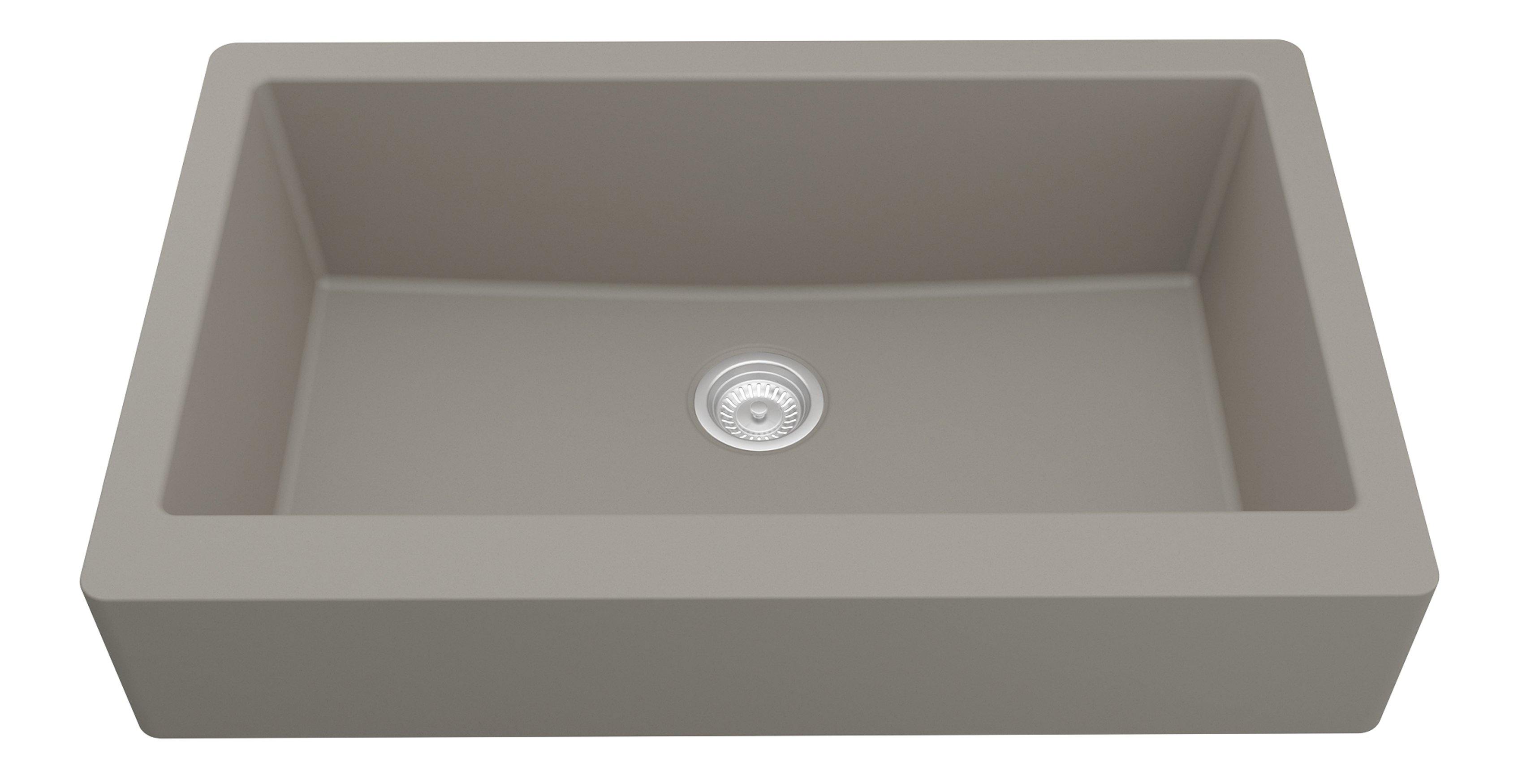 Karran 34" Quartz Composite Retrofit Farmhouse Sink, Concrete, QAR-740-CN