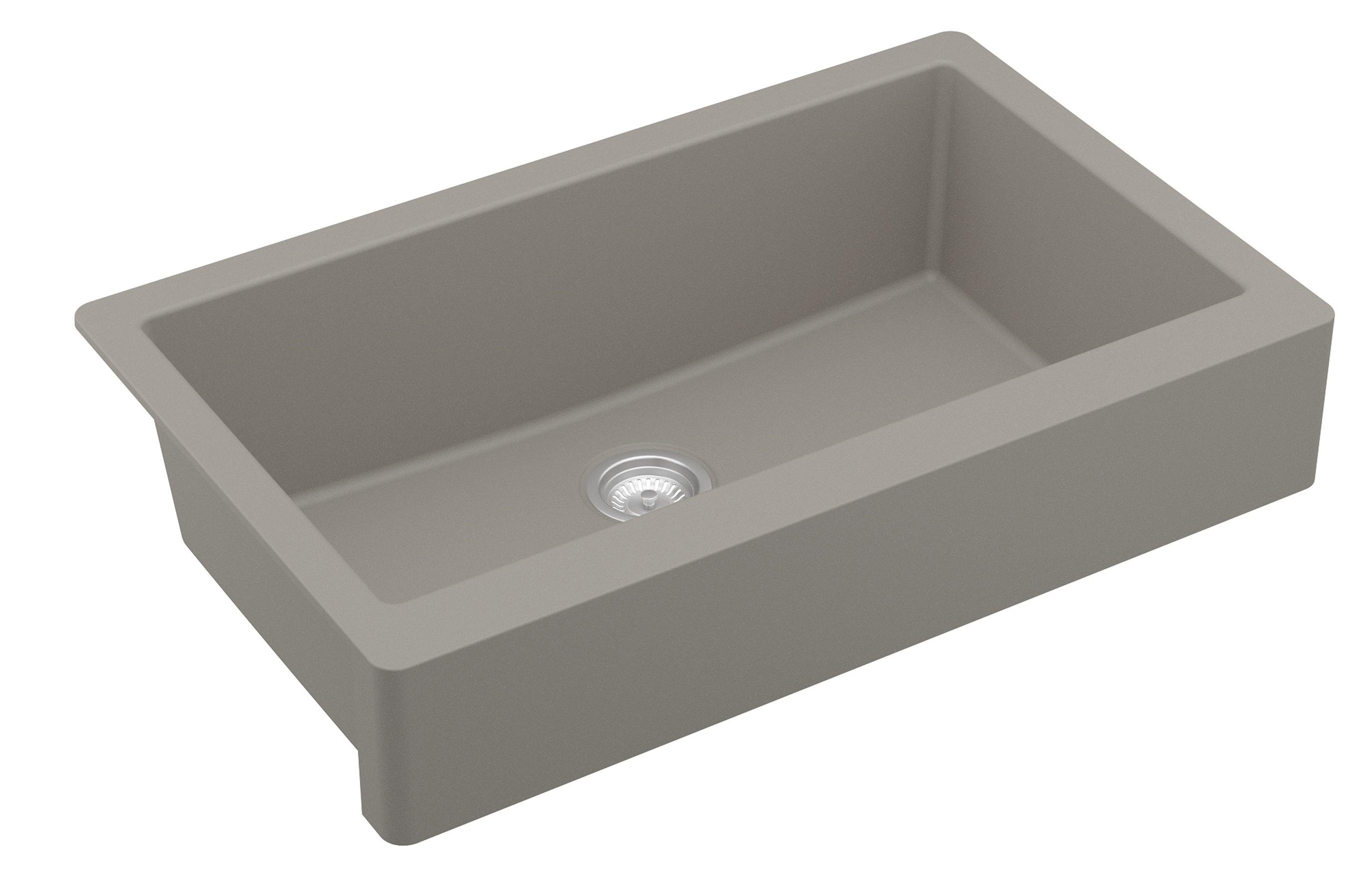 Karran 34" Quartz Composite Retrofit Farmhouse Sink, Concrete, QAR-740-CN