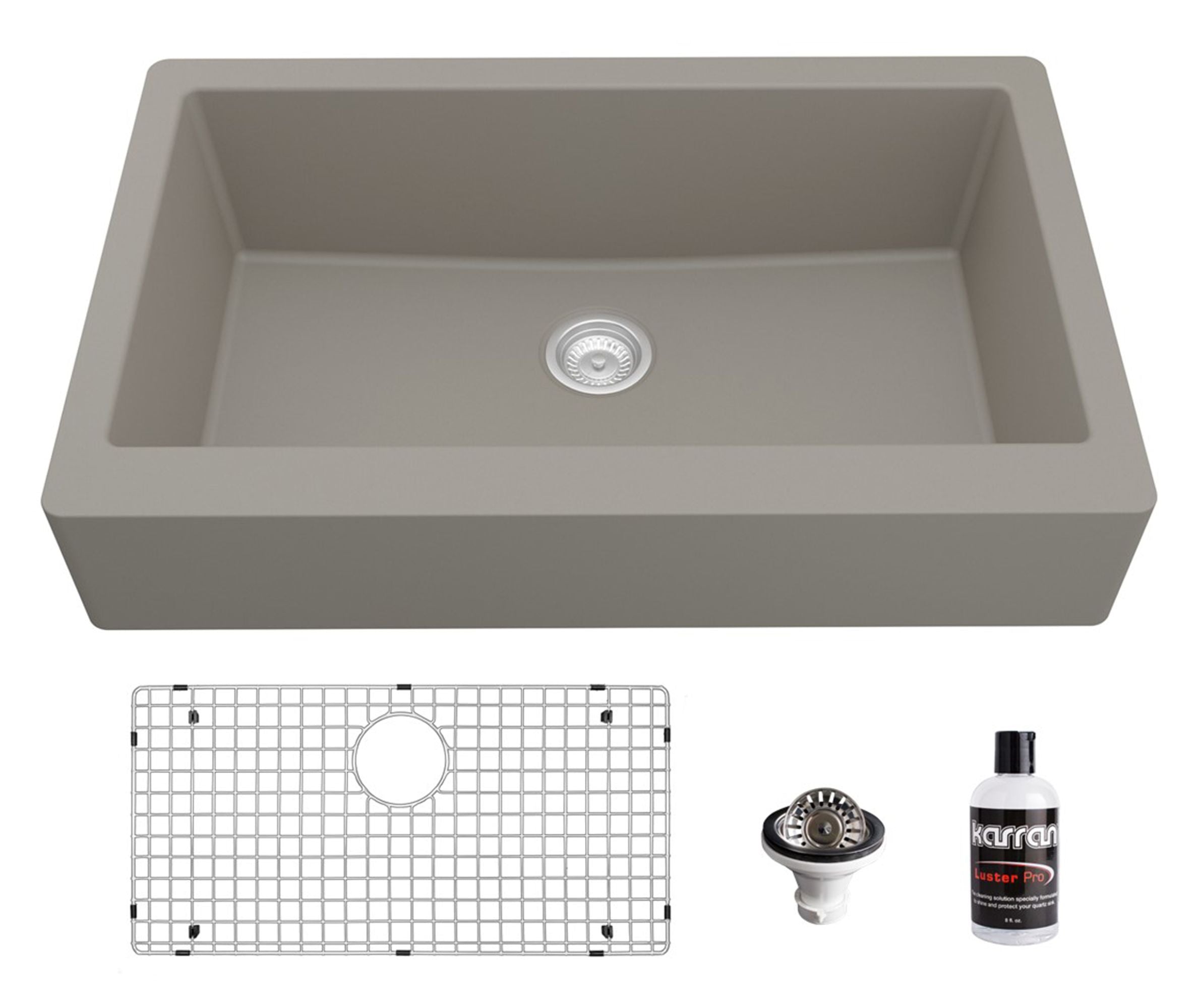 Karran 34" Quartz Composite Retrofit Farmhouse Sink, Concrete, QAR-740-CN-PK1