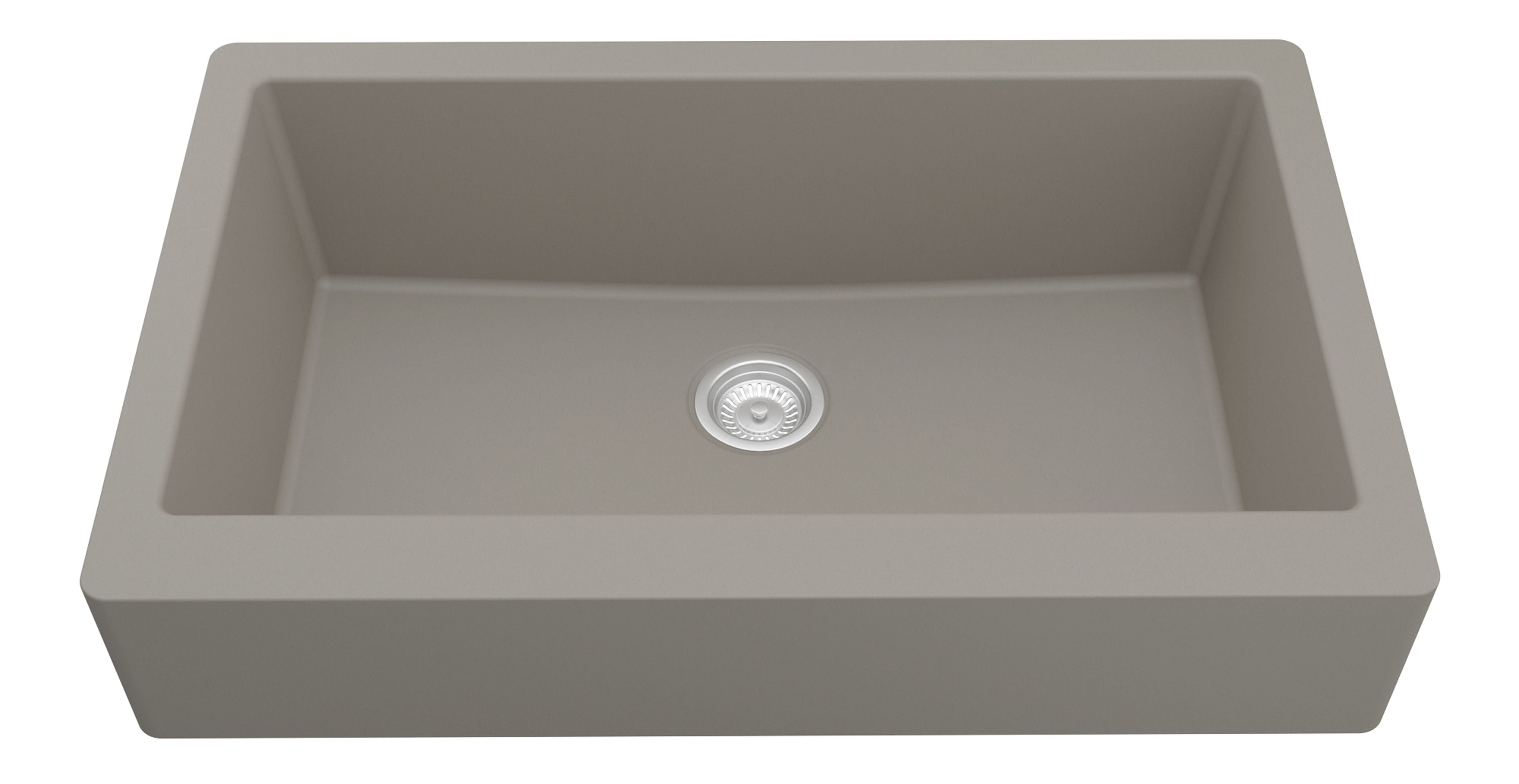 Karran 34" Quartz Composite Retrofit Farmhouse Sink, Concrete, QAR-740-CN-PK1
