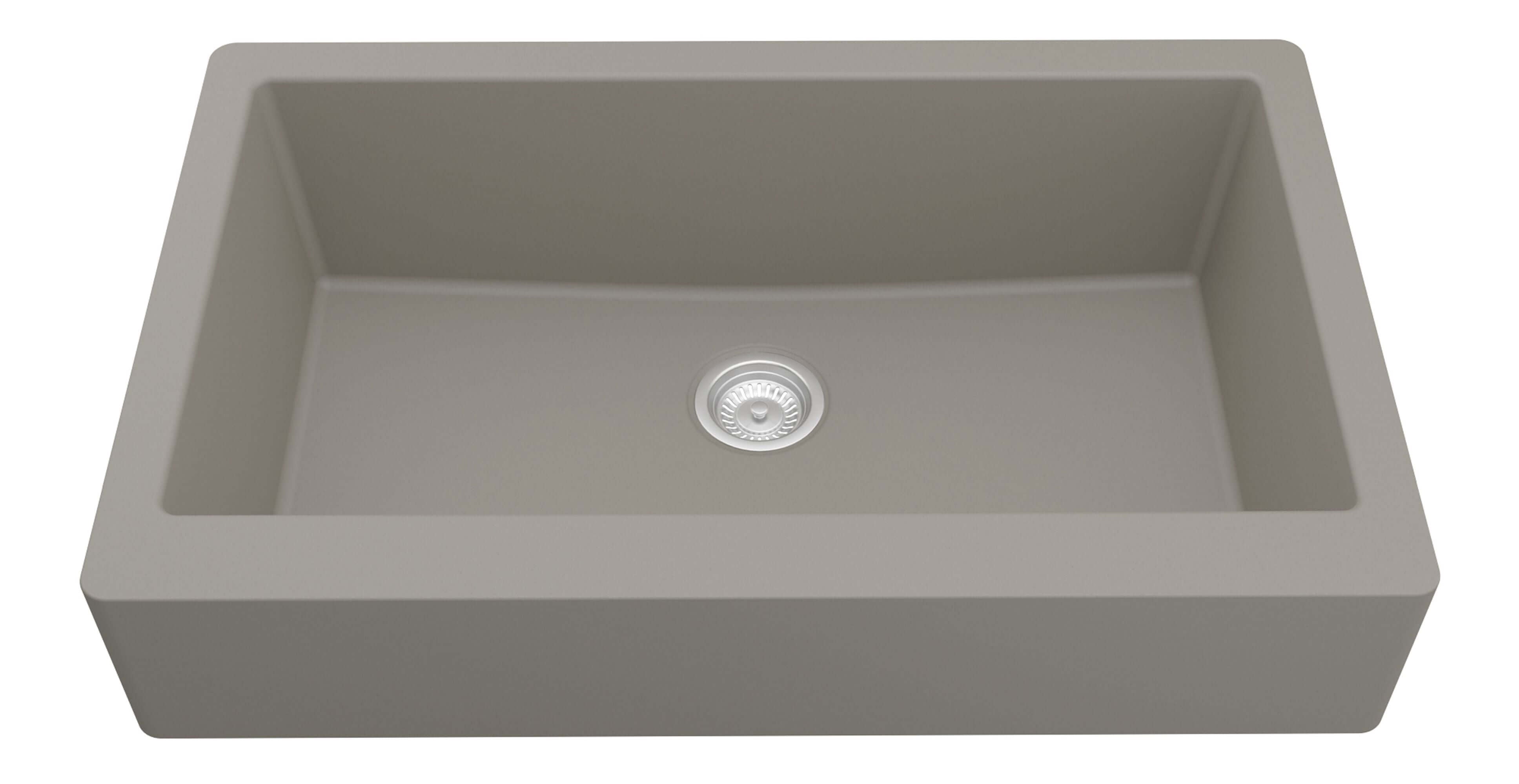 Alternate Image for Karran 34" Quartz Composite Retrofit Farmhouse Sink, Concrete, QAR-740-CN-PK1