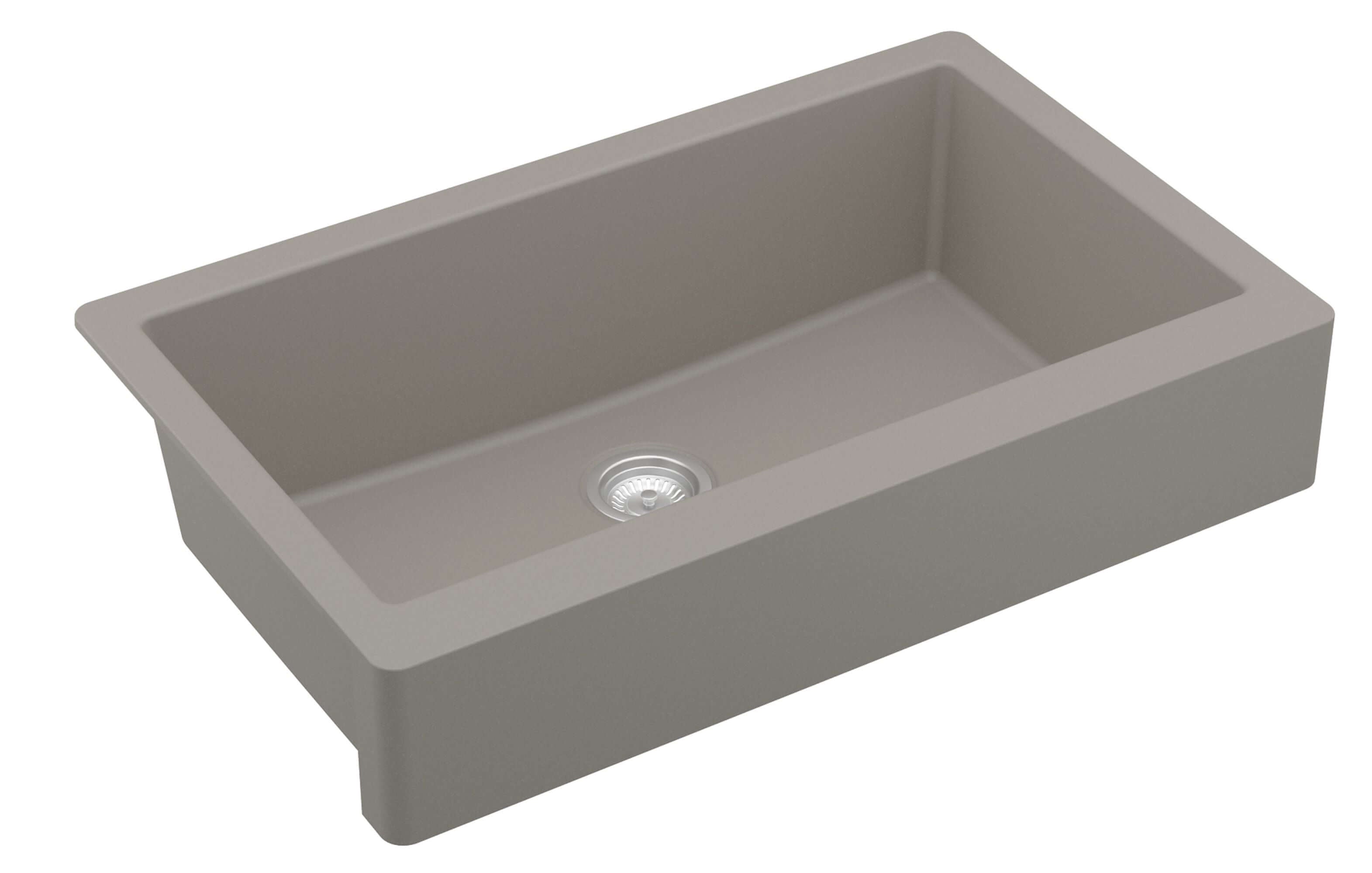 Alternate Image for Karran 34" Quartz Composite Retrofit Farmhouse Sink, Concrete, QAR-740-CN-PK1
