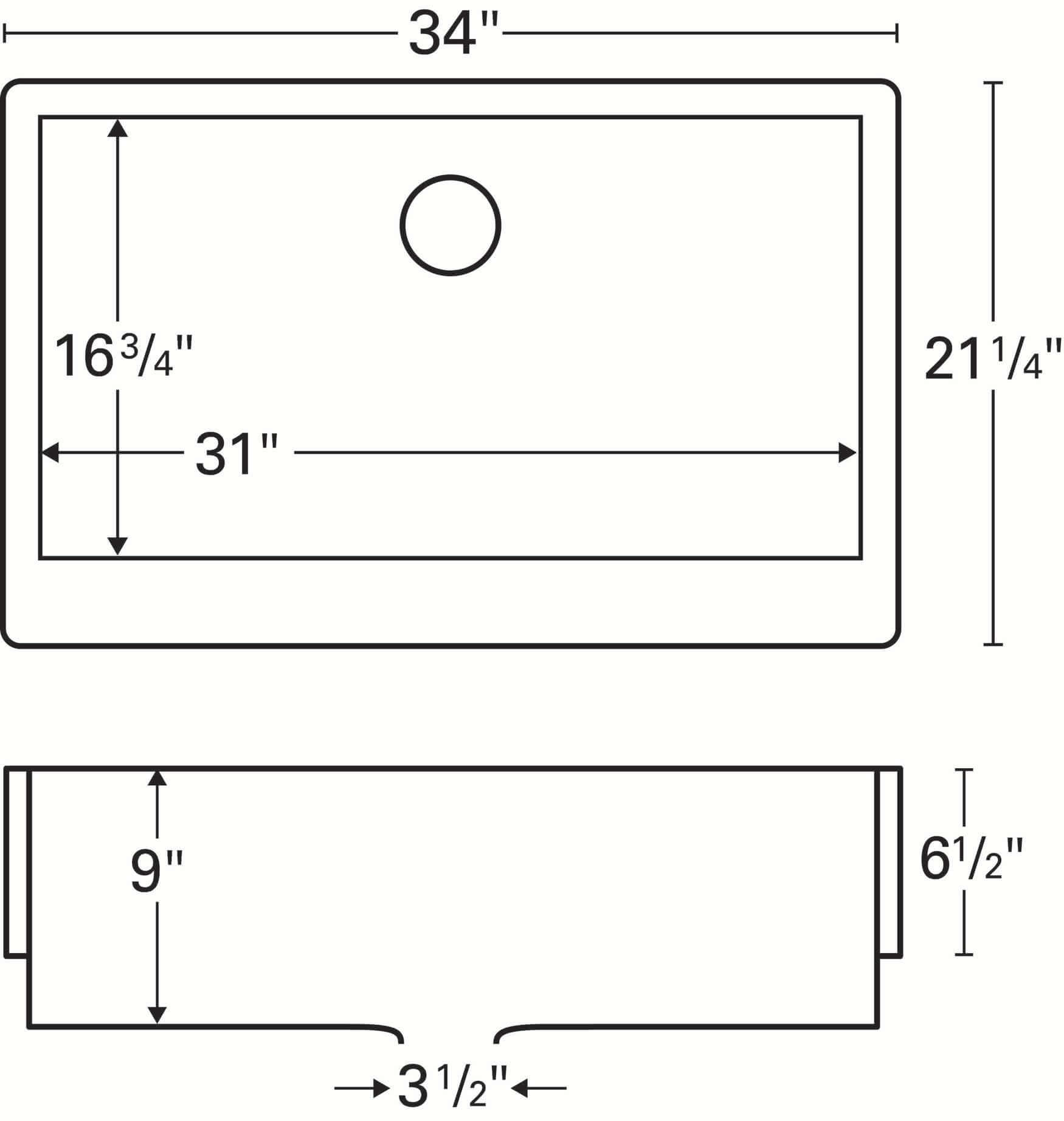 Alternate Image for Karran 34" Quartz Composite Retrofit Farmhouse Sink, Concrete, QAR-740-CN-PK1