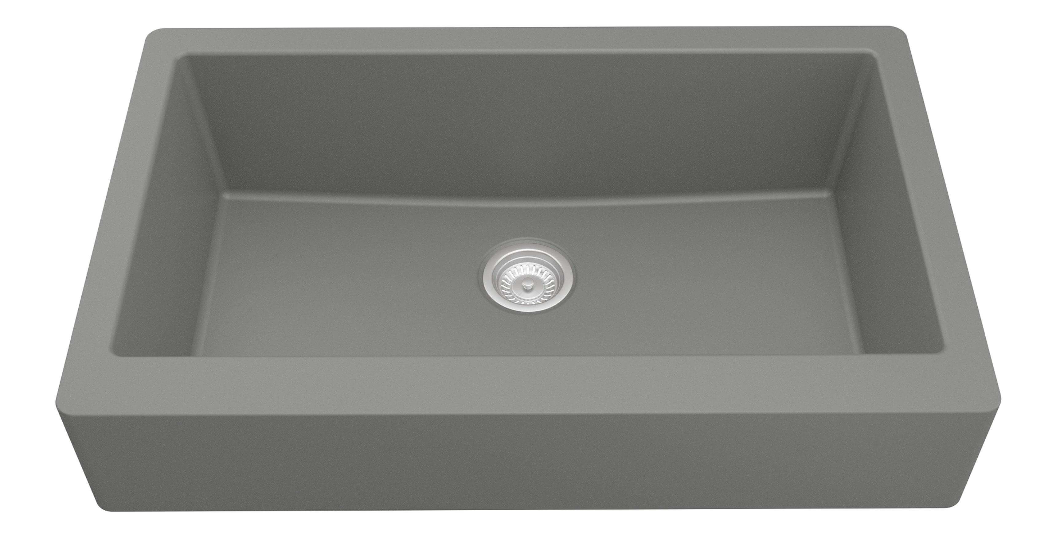 Alternate Image for Karran 34" Quartz Composite Retrofit Farmhouse Sink, Grey, QAR-740-GR