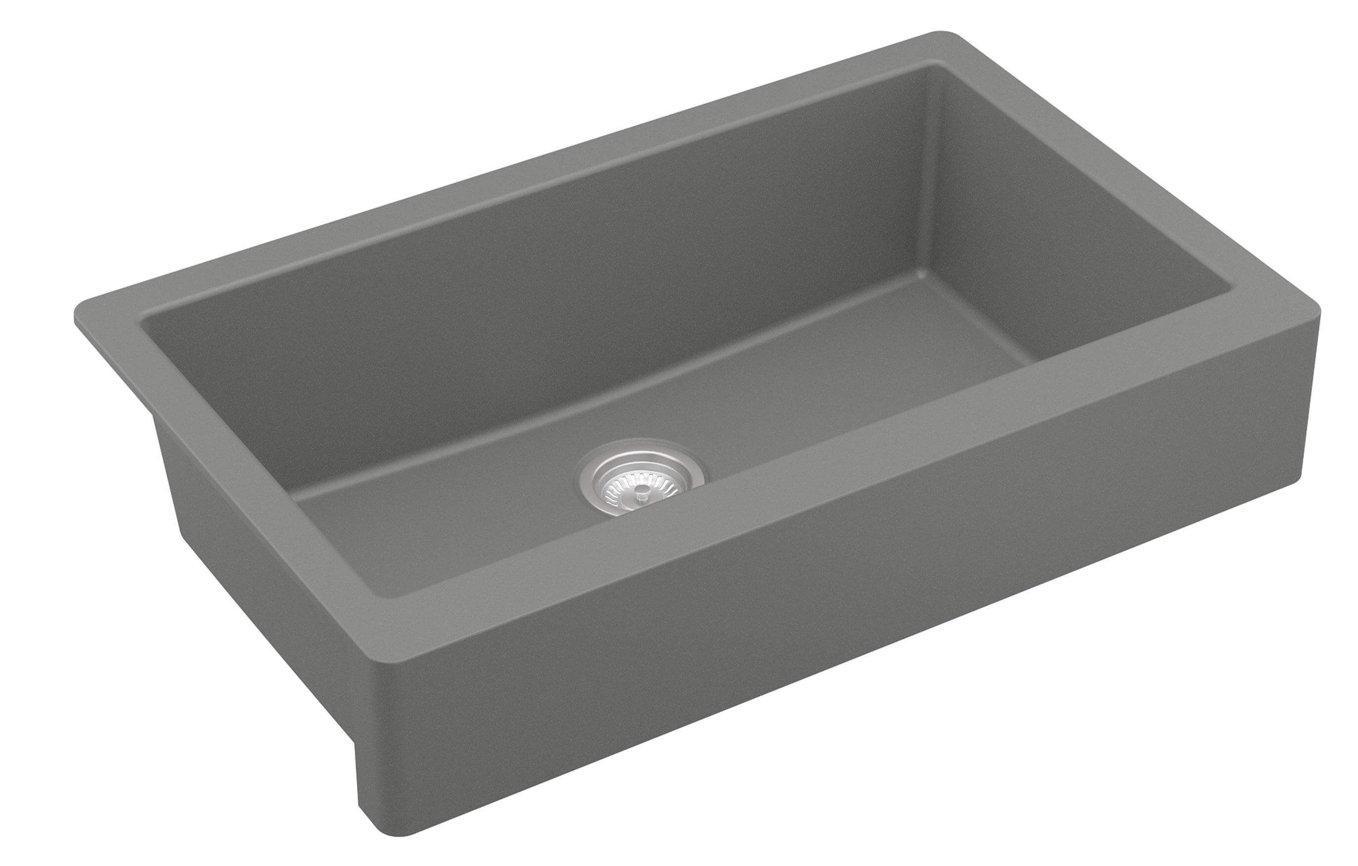 Alternate Image for Karran 34" Quartz Composite Retrofit Farmhouse Sink, Grey, QAR-740-GR