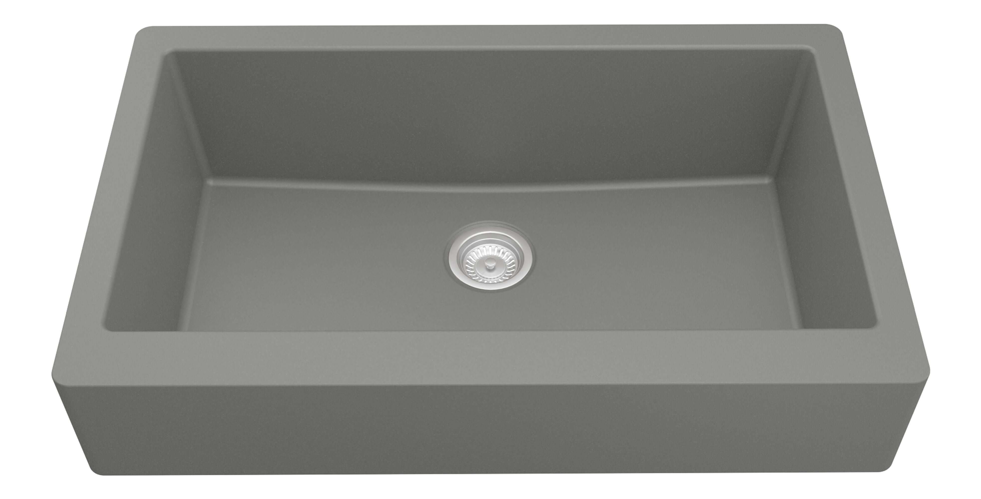 Alternate Image for Karran 34" Quartz Composite Retrofit Farmhouse Sink, Grey, QAR-740-GR-PK1