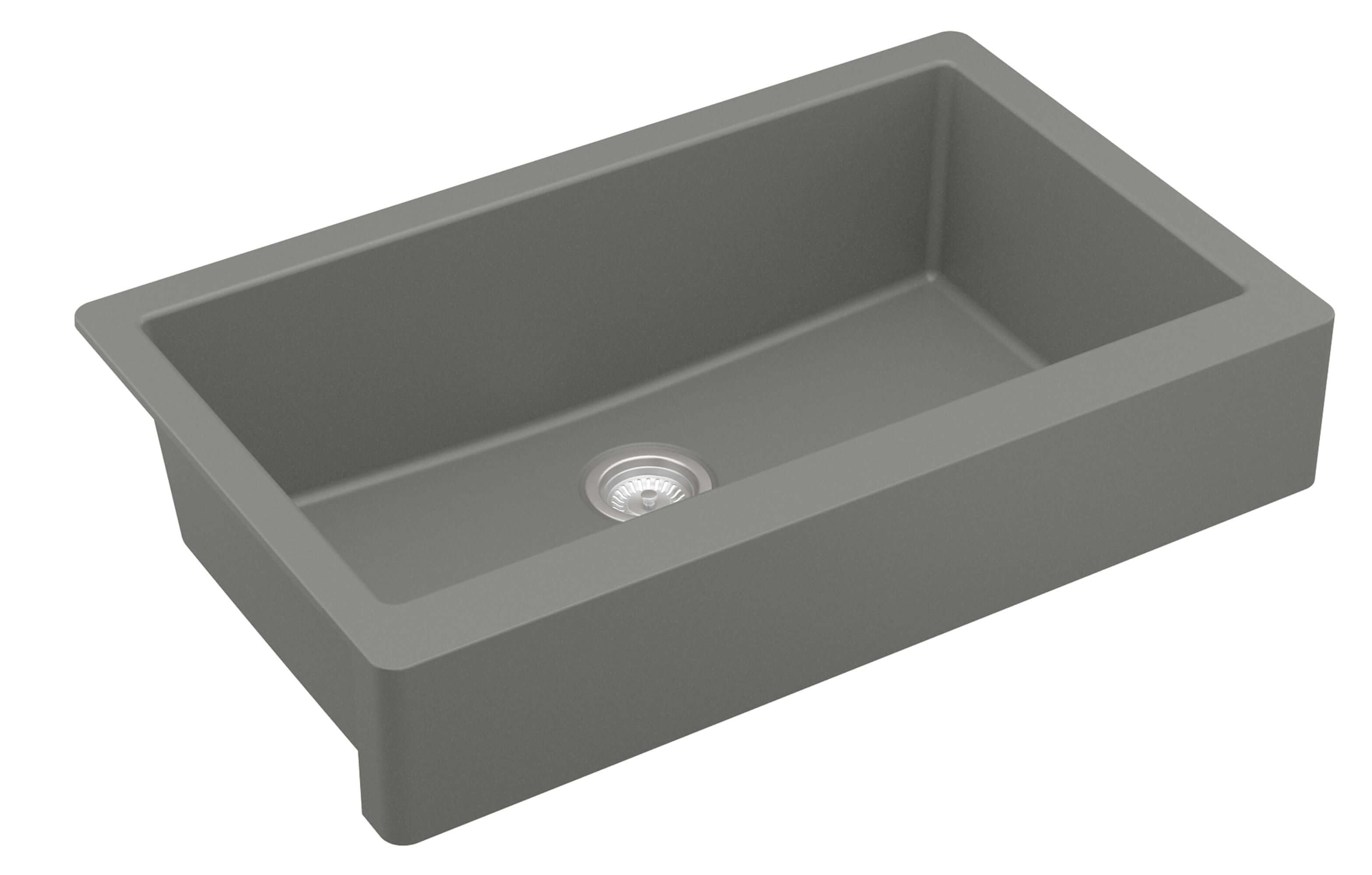 Alternate Image for Karran 34" Quartz Composite Retrofit Farmhouse Sink, Grey, QAR-740-GR-PK1