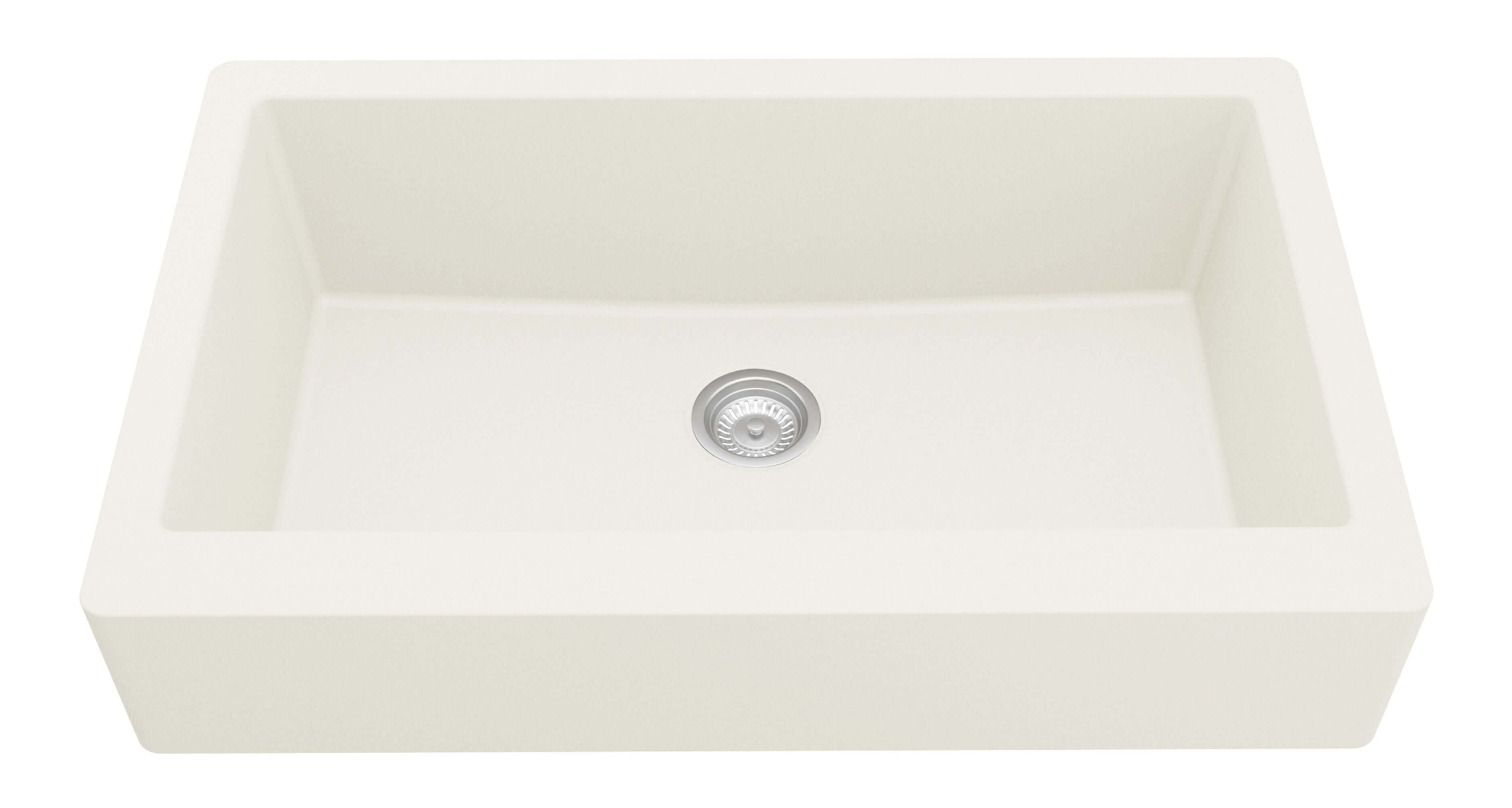 Alternate Image for Karran 34" Quartz Composite Retrofit Farmhouse Sink, White, QAR-740-WH-PK1