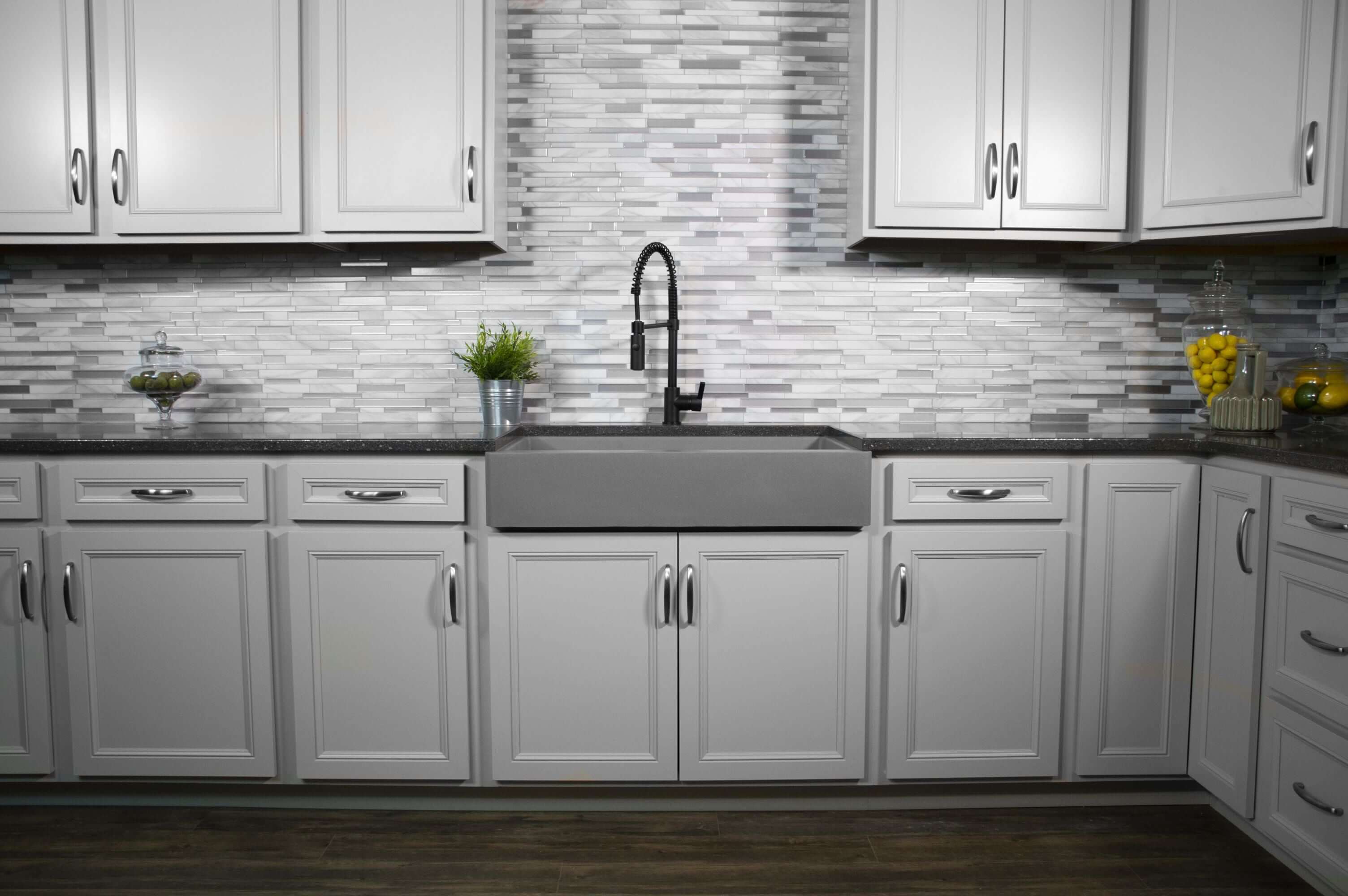 Alternate Image for Karran 34" Quartz Composite Retrofit Farmhouse Sink, 50/50 Double Bowl, Grey, QAR-750-GR-PK1