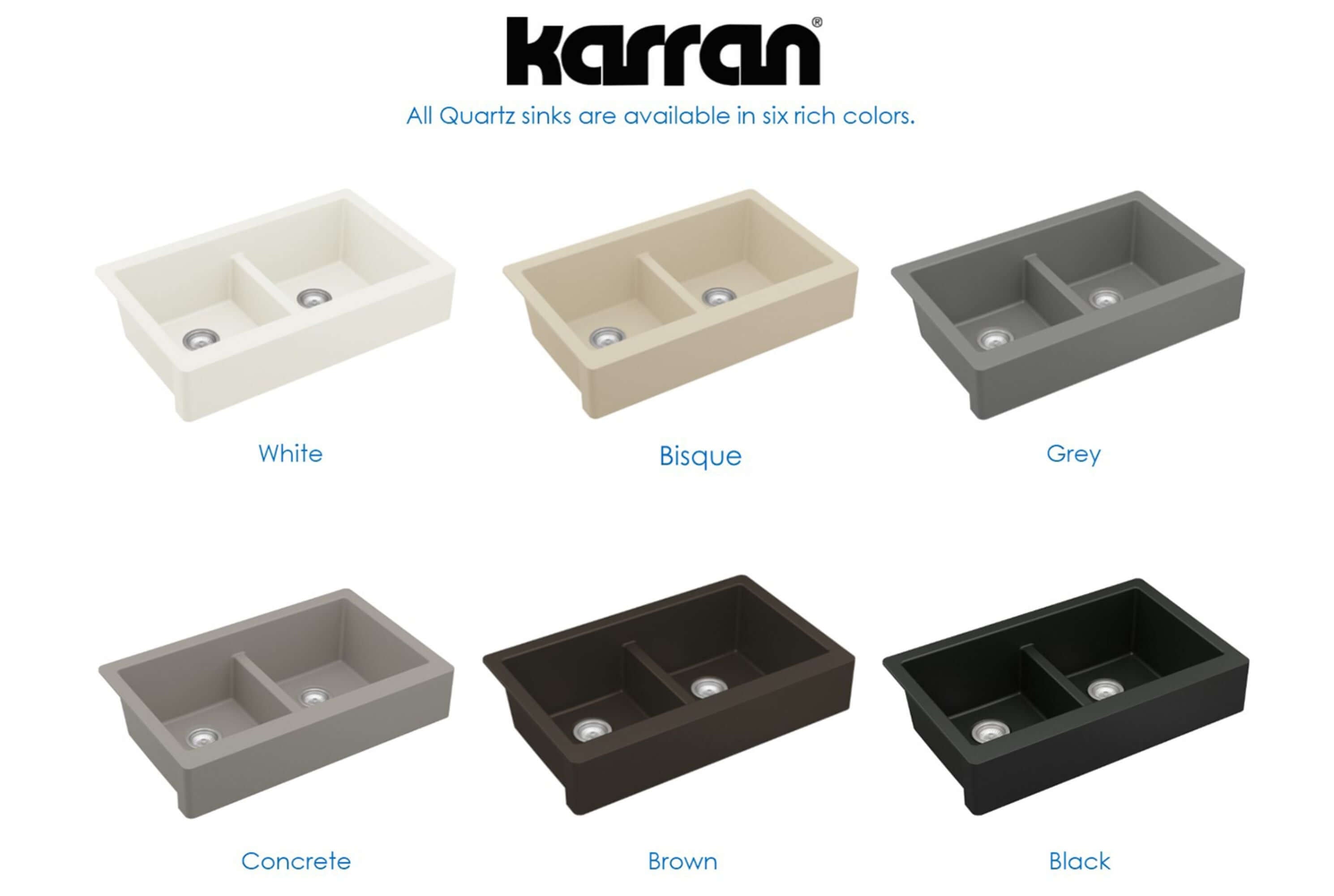 Alternate Image for Karran 34" Quartz Composite Retrofit Farmhouse Sink, 50/50 Double Bowl, Brown, QAR-750-BR-PK1