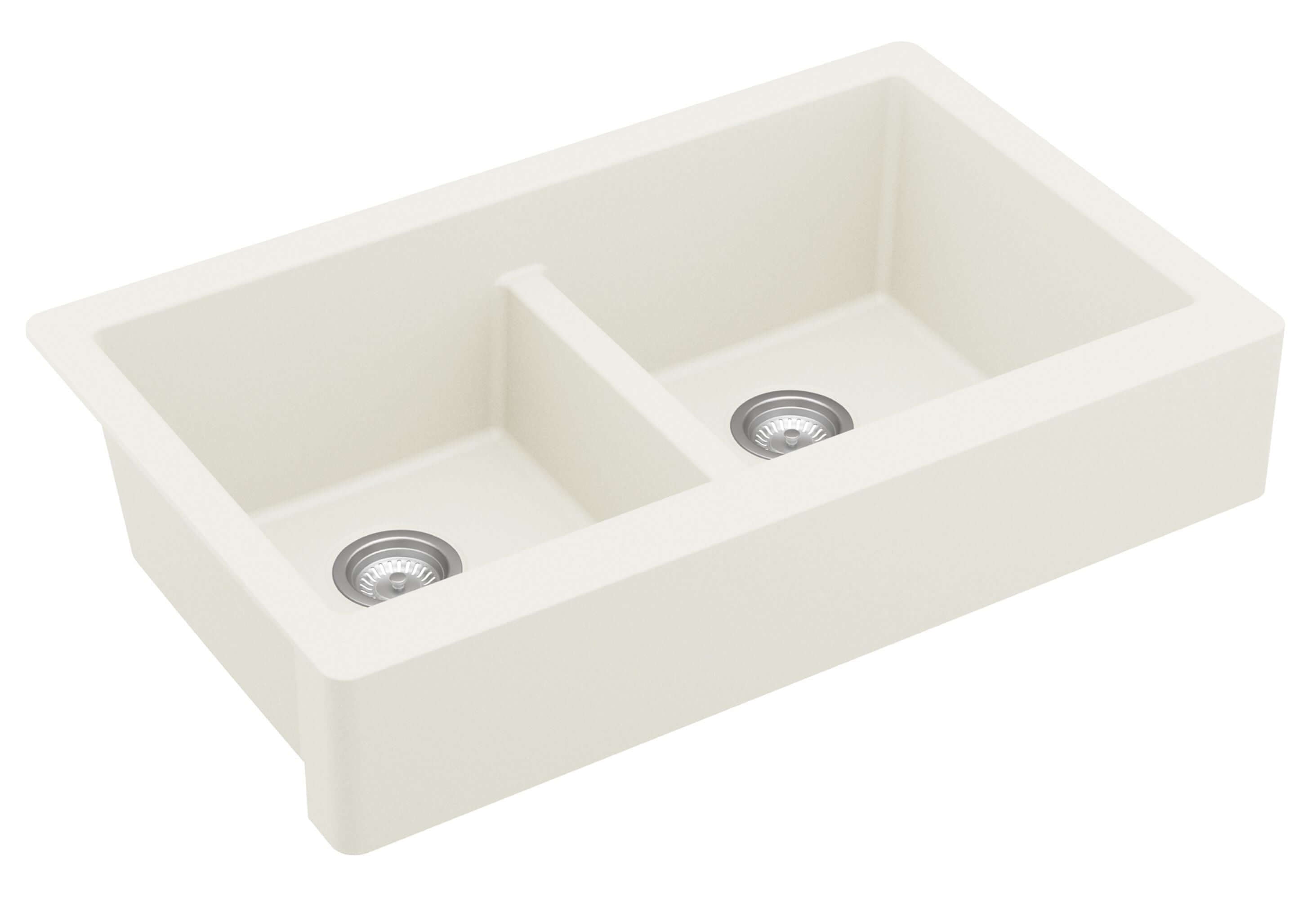 Alternate Image for Karran 34" Quartz Composite Retrofit Farmhouse Sink, 50/50 Double Bowl, White, QAR-750-WH-PK1