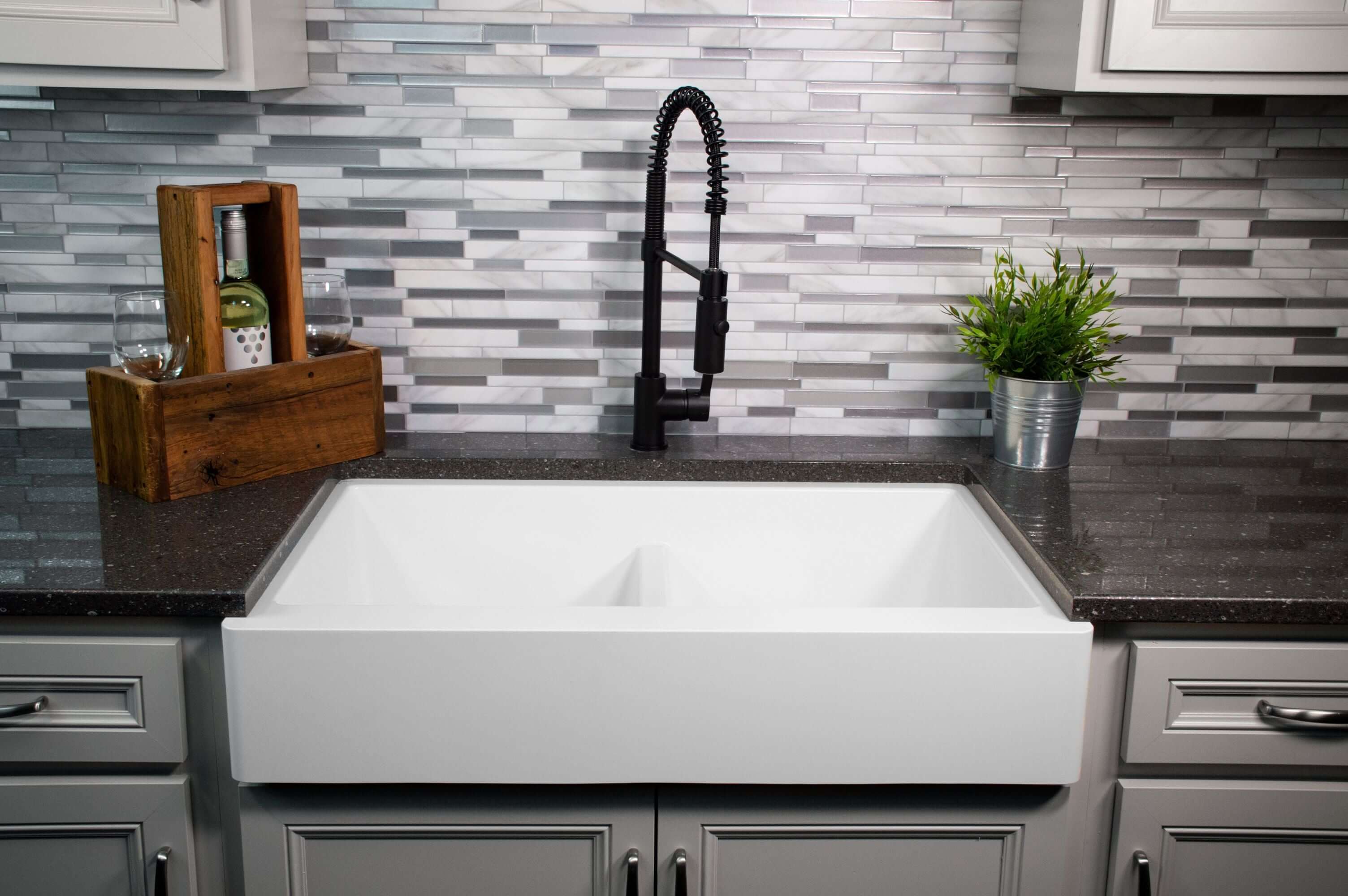 Alternate Image for Karran 34" Quartz Composite Retrofit Farmhouse Sink, 50/50 Double Bowl, White, QAR-750-WH-PK1