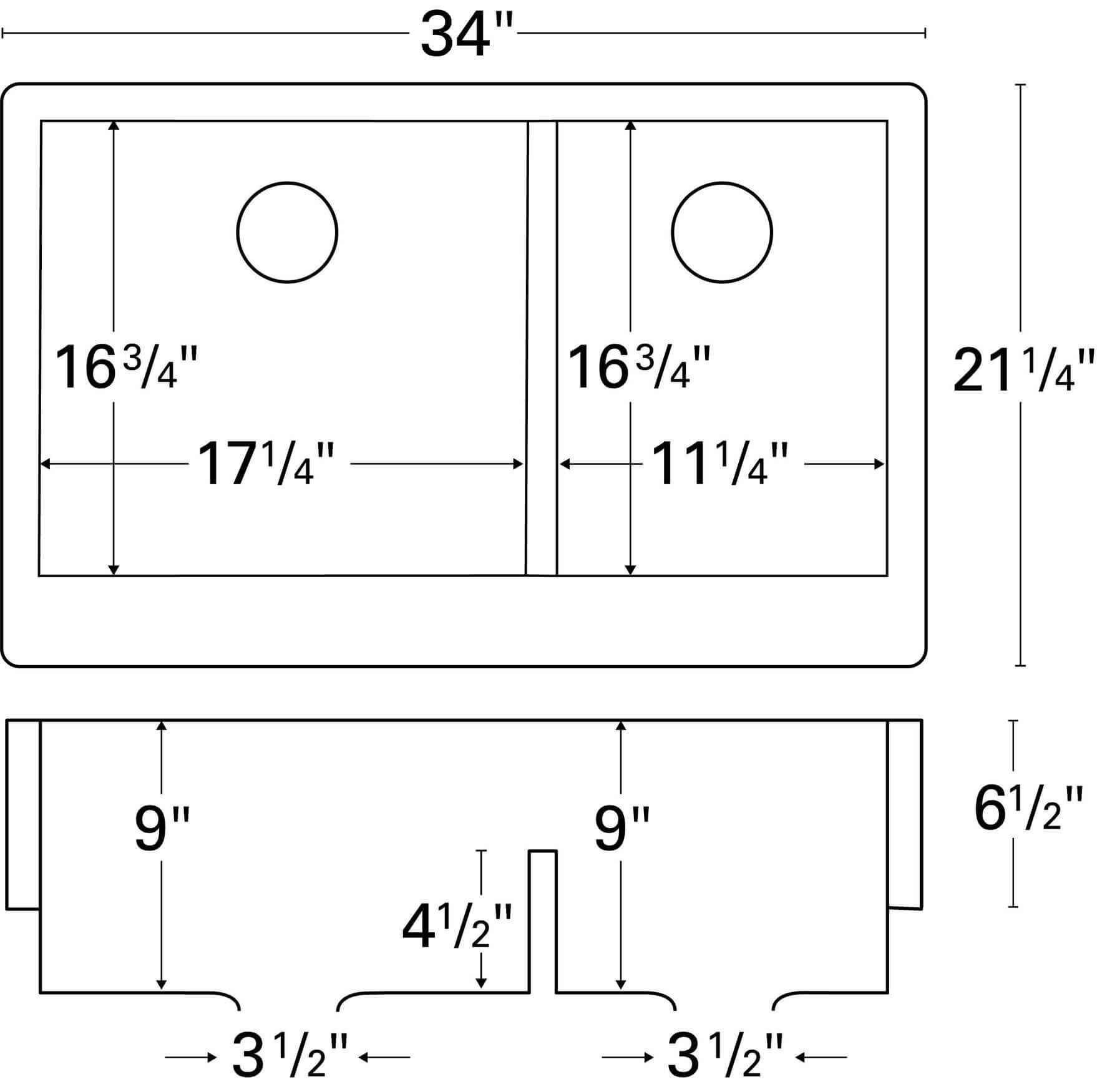Alternate Image for Karran 34" Quartz Composite Retrofit Farmhouse Sink, 60/40 Double Bowl, Concrete, QAR-760-CN
