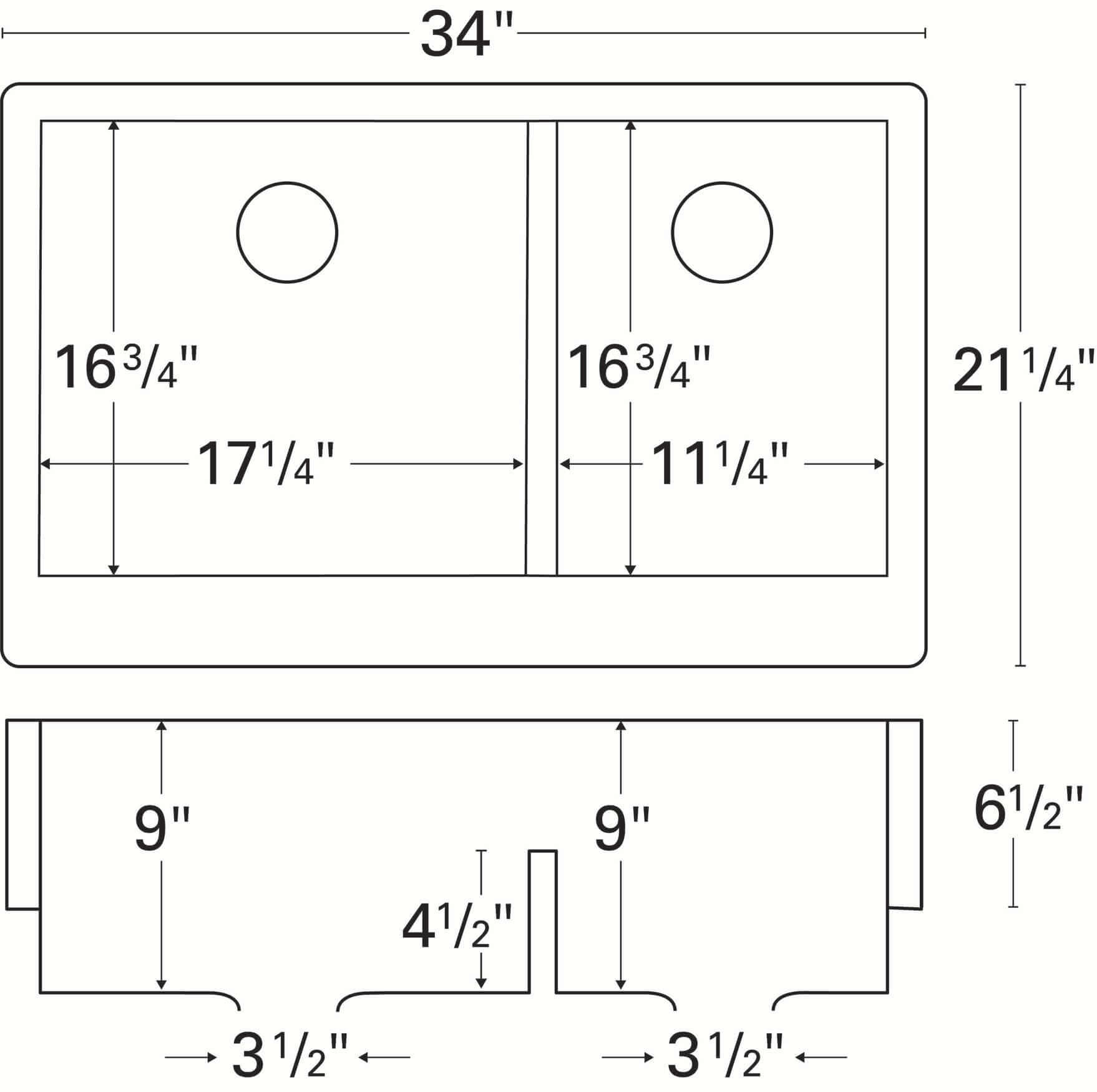 Alternate Image for Karran 34" Quartz Composite Retrofit Farmhouse Sink, 60/40 Double Bowl, Concrete, QAR-760-CN-PK1